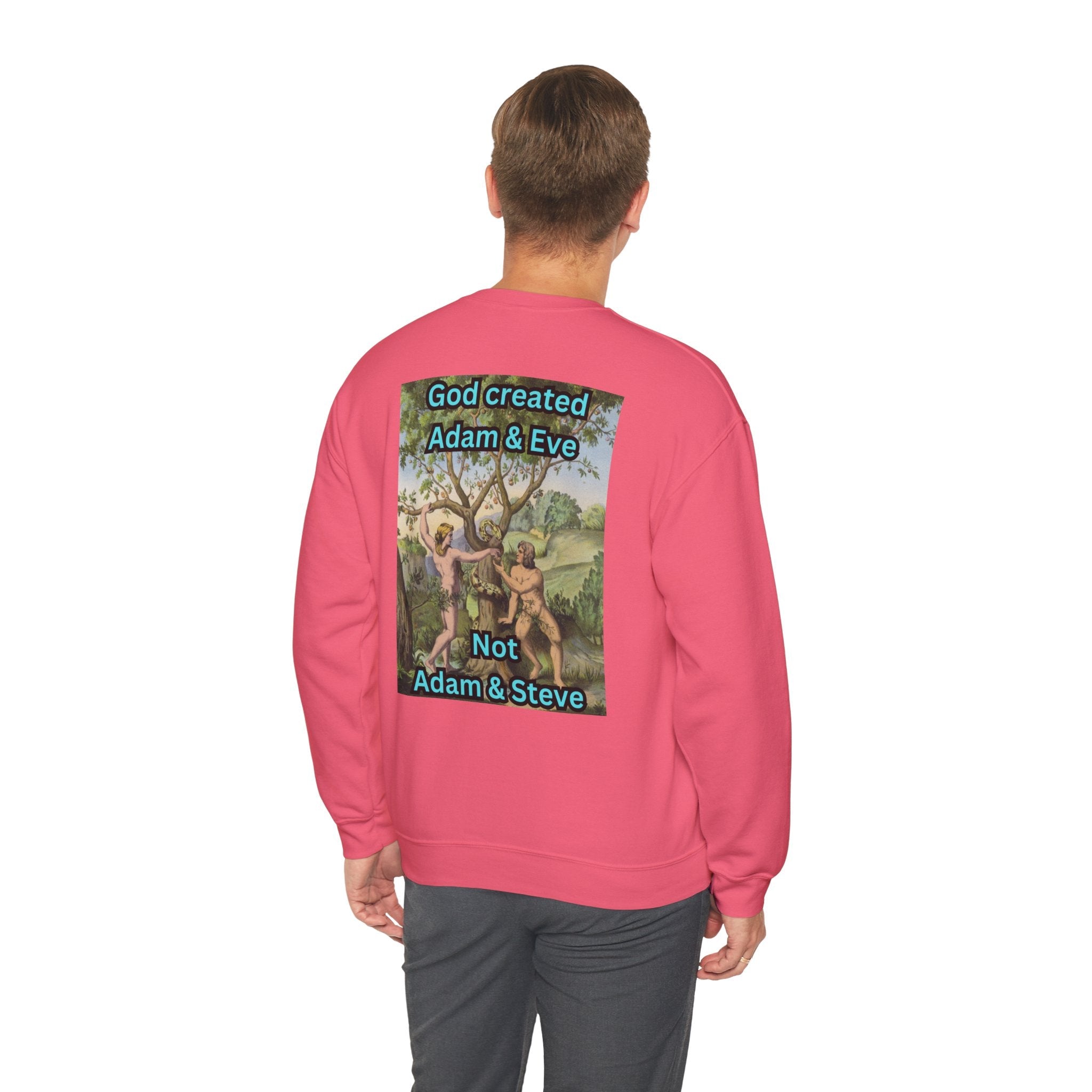 God Created Adam and Eve Sweatshirt – Biblical Truth Christian Sweatshirt for Unshakable Faith Printify