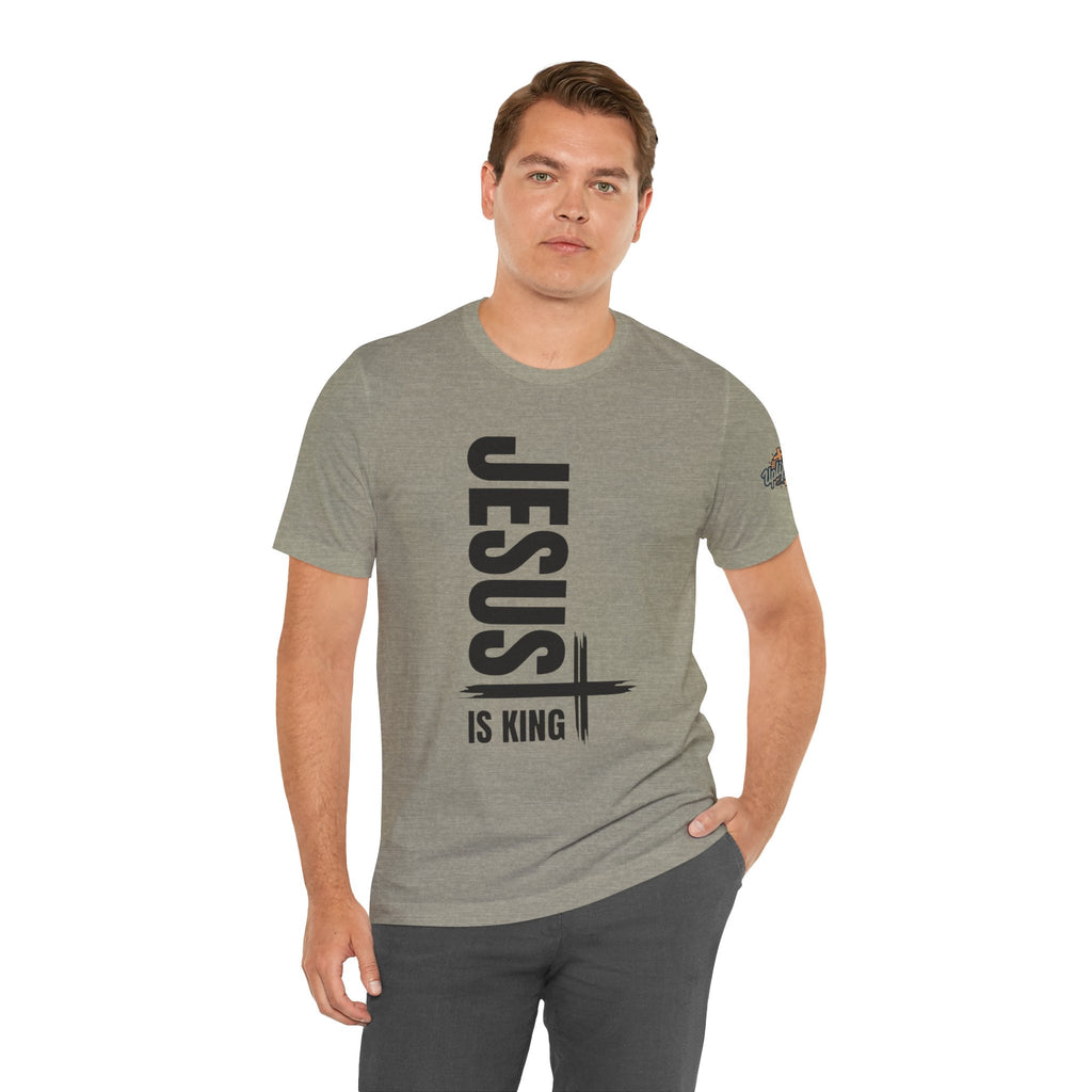 Jesus Is King T-shirt | Modern Typographic Cross Christian T-shirt Printify