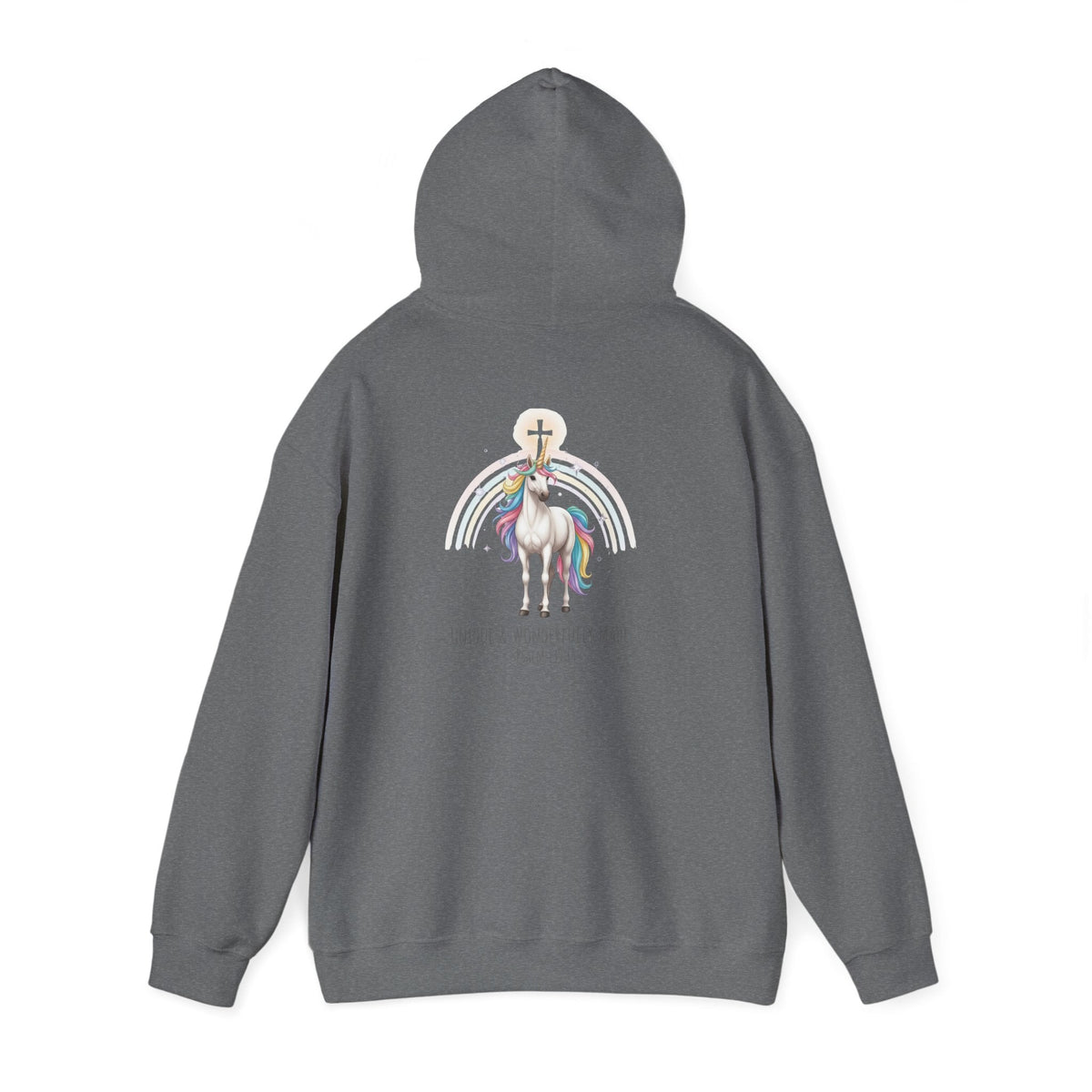 Unique Unicorn Hoodie – Rainbow Cross Psalm 139:14 Christian Hoodie for Wonderfully Made Printify