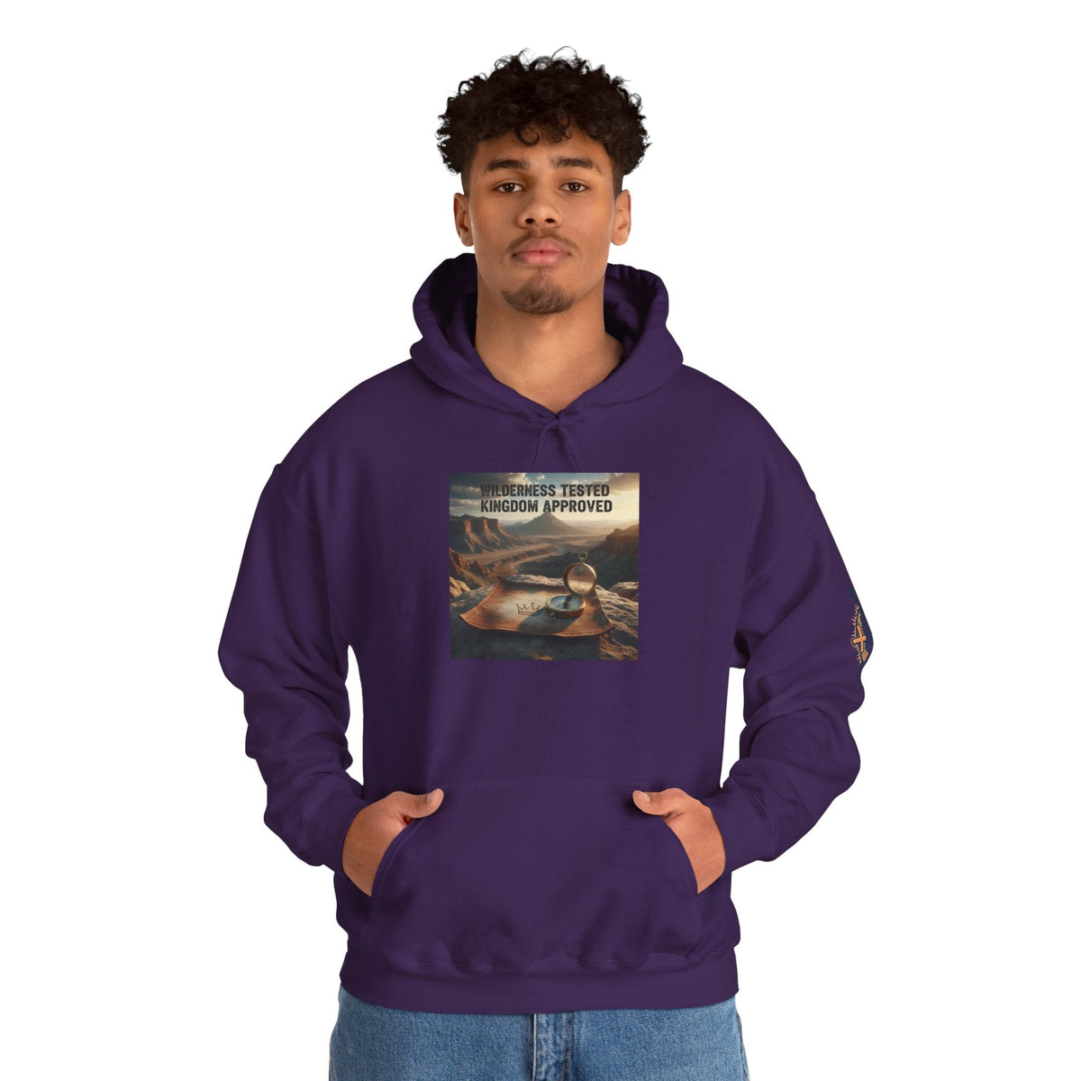 Wilderness Tested Kingdom Approved Hoodie – Mountain Desert Compass Crown Christian Sweatshirt for Biblical Adventure Faith Printify