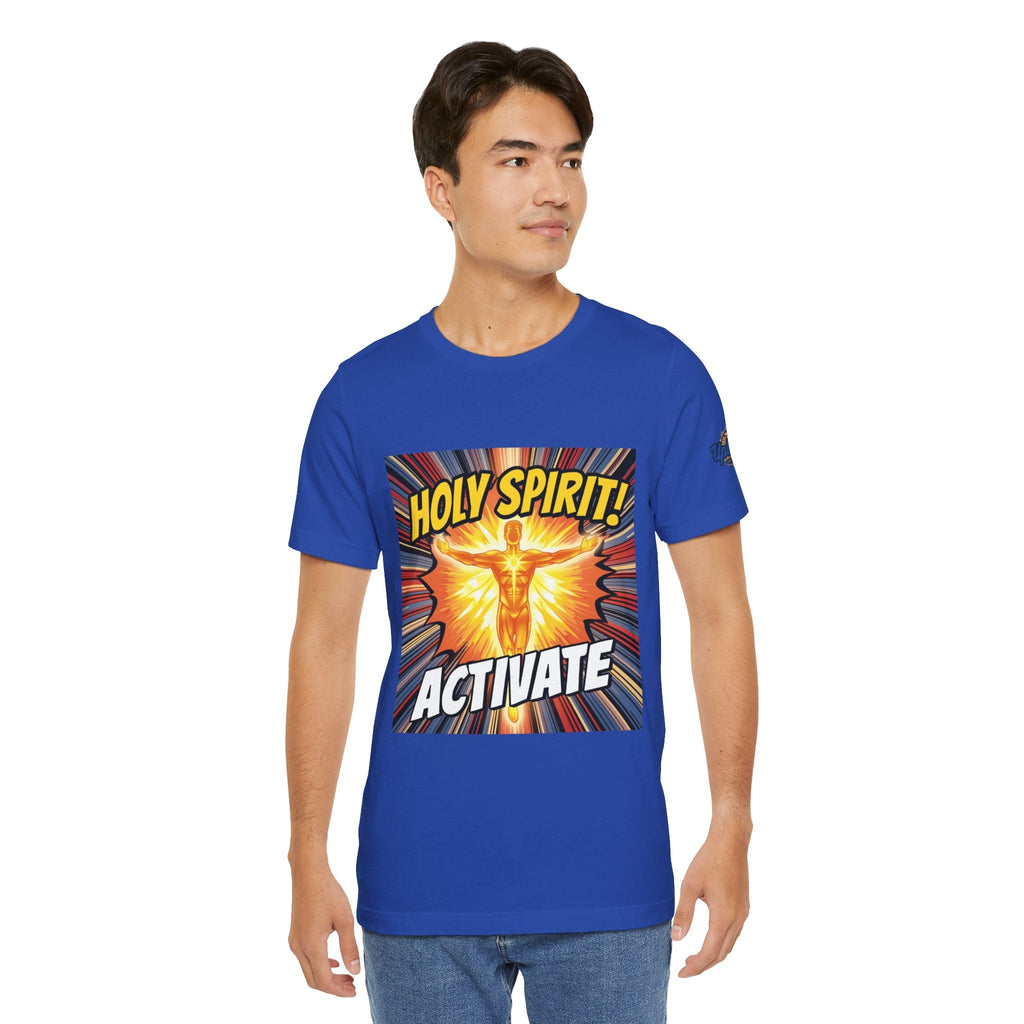 Holy Spirit Activate T-shirt – Superhero Christian T-shirt with Vibrant Power-Up Design for Faith-Fueled Boldness Printify