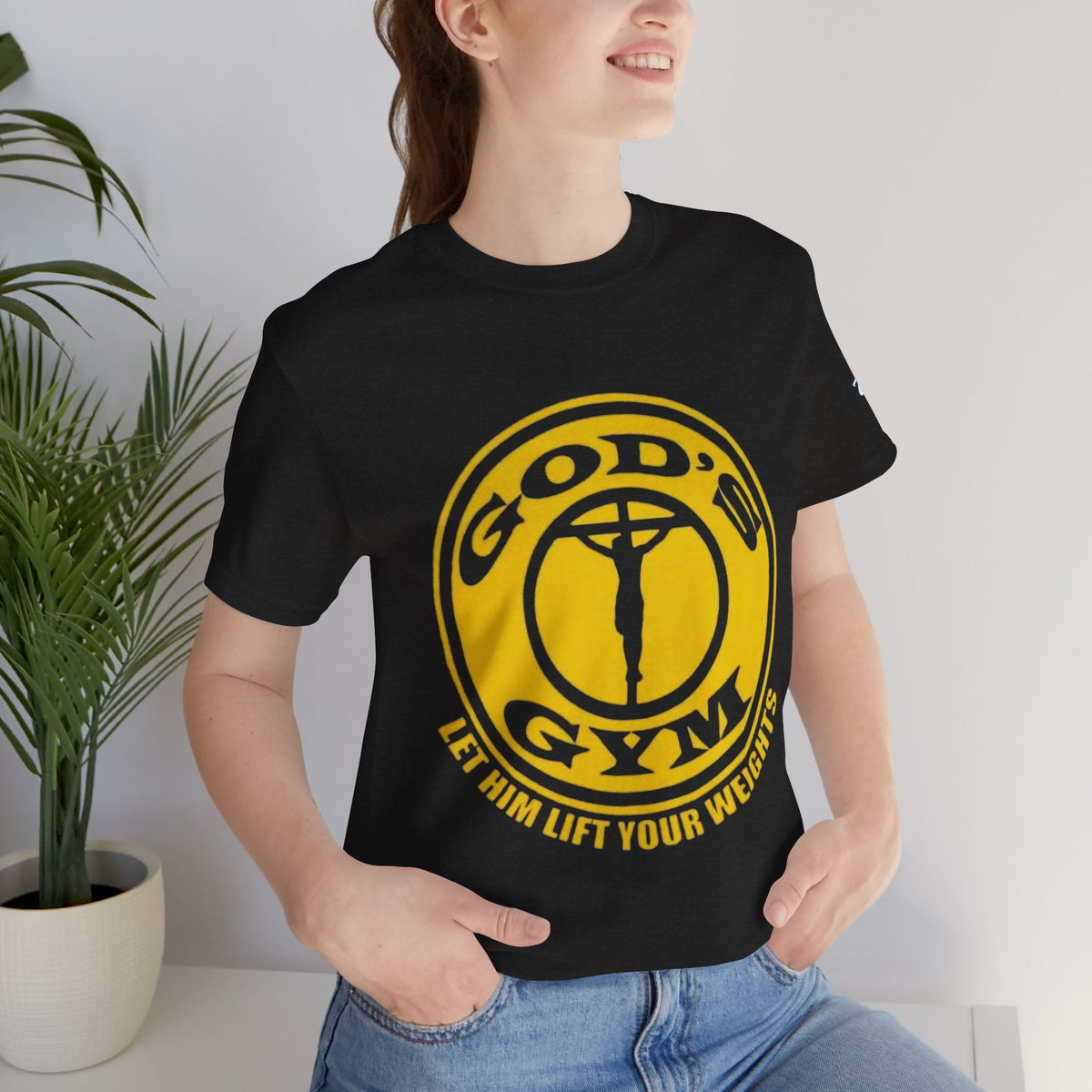 God's Gym T-Shirt — "Let Him Lift Your Weights" Christian Fitness Tee Printify