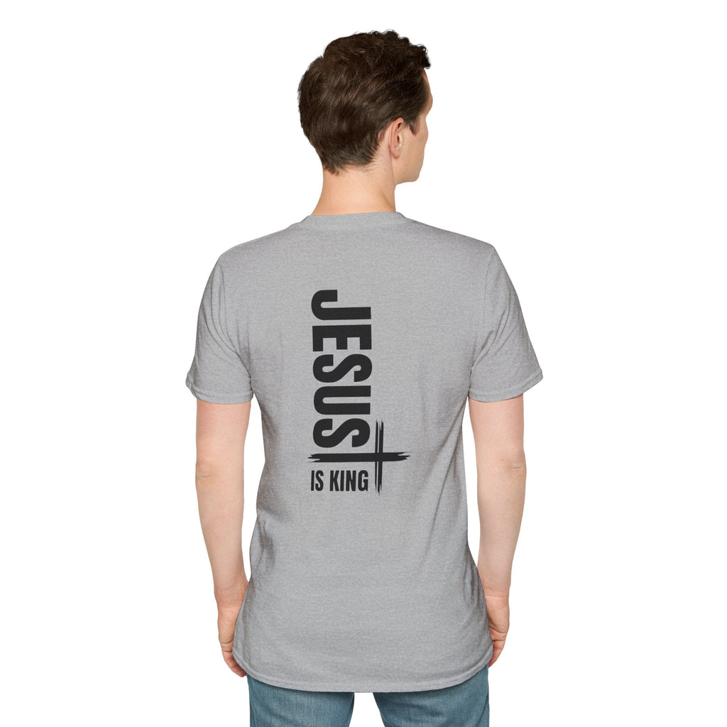 Jesus Is King T-shirt | Modern Typographic Cross Christian T-shirt Printify