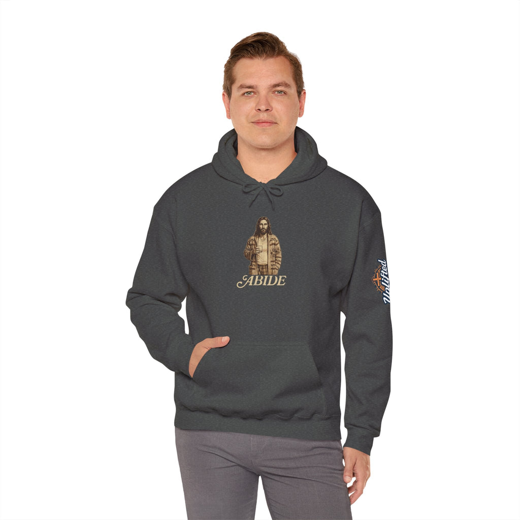 Abide Jesus Hoodie — Vintage 'The Dude' Religious Graphic Hoodie Printify
