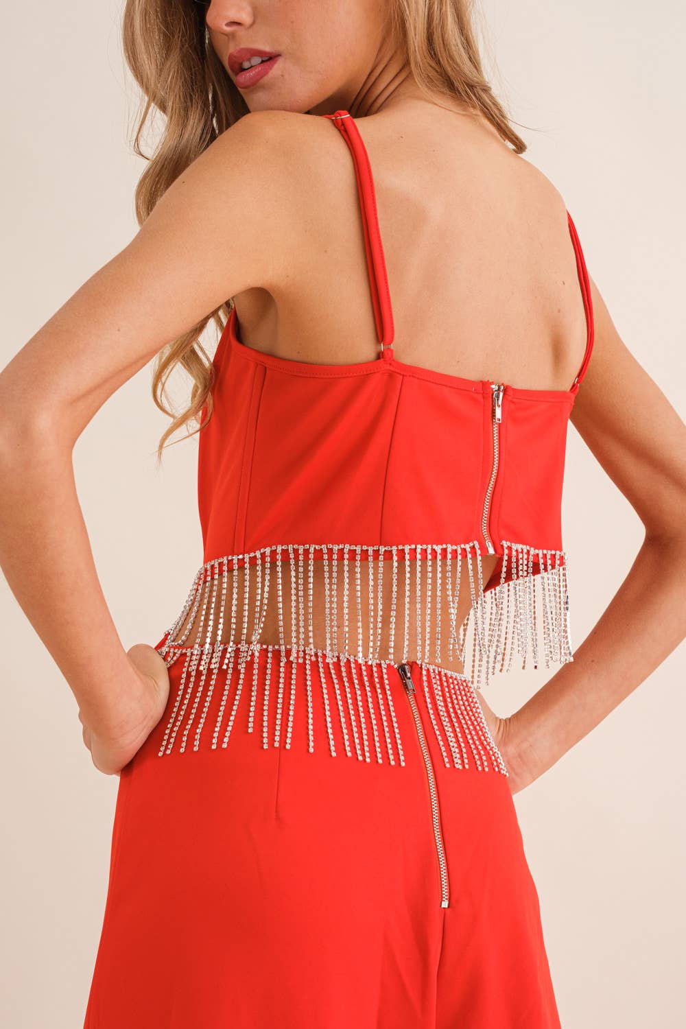 Red Rhinestone Cowgirl Jumpsuit Pretty Little Patriot