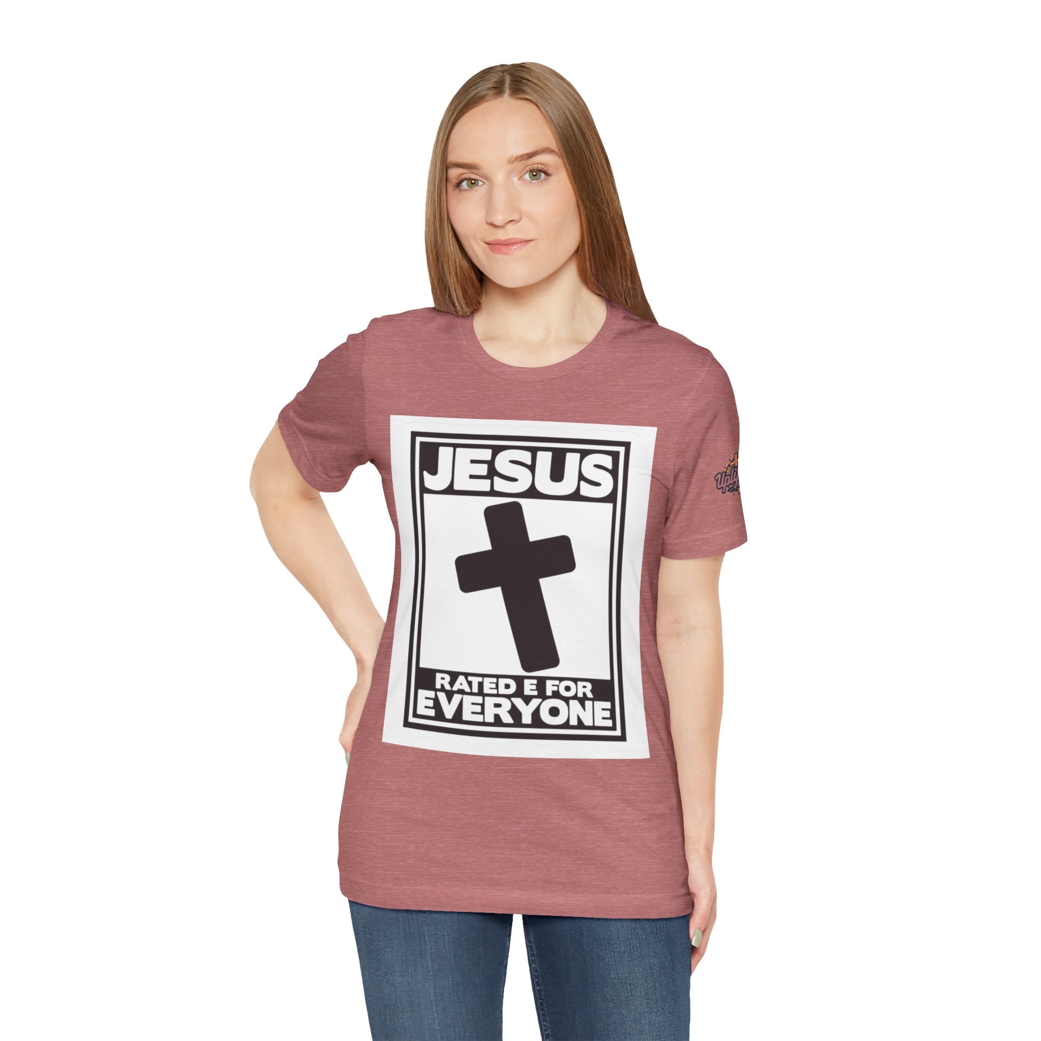 Jesus, Rated E for Everyone T-shirt - Gamer Faith T-shirt - Christian Video Game Parody Printify