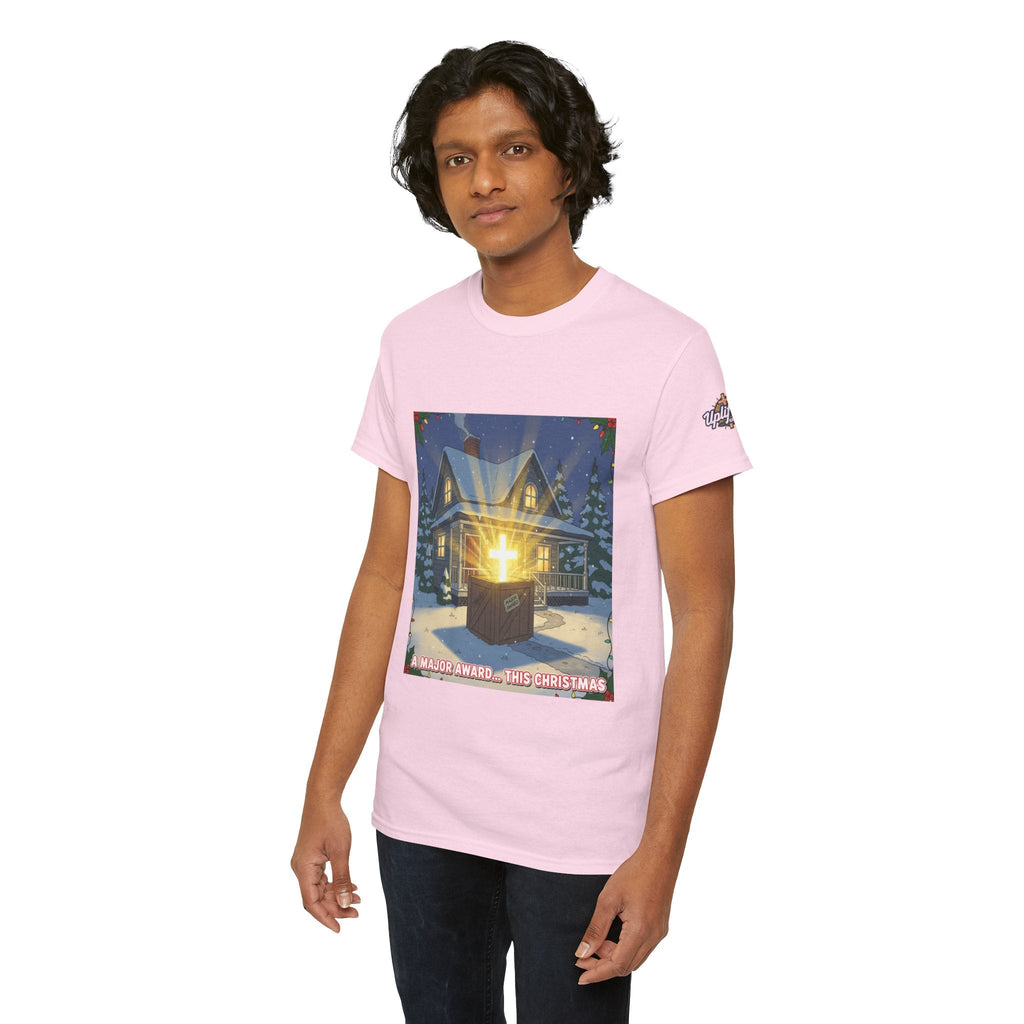 A Major Award This Christmas T-shirt – Fragile Leg Lamp Parody Cross Unboxing Christian T-shirt for Hilarious Faith & Holiday Glow Printify