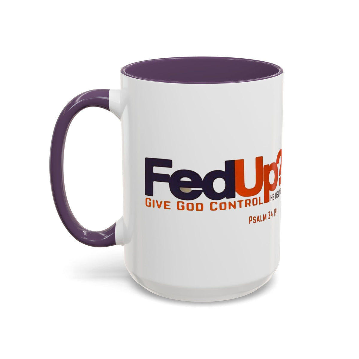Funny Christian Coffee Mug — “Give God Control, HE Delivers” Accent Mug (11/15oz) Printify