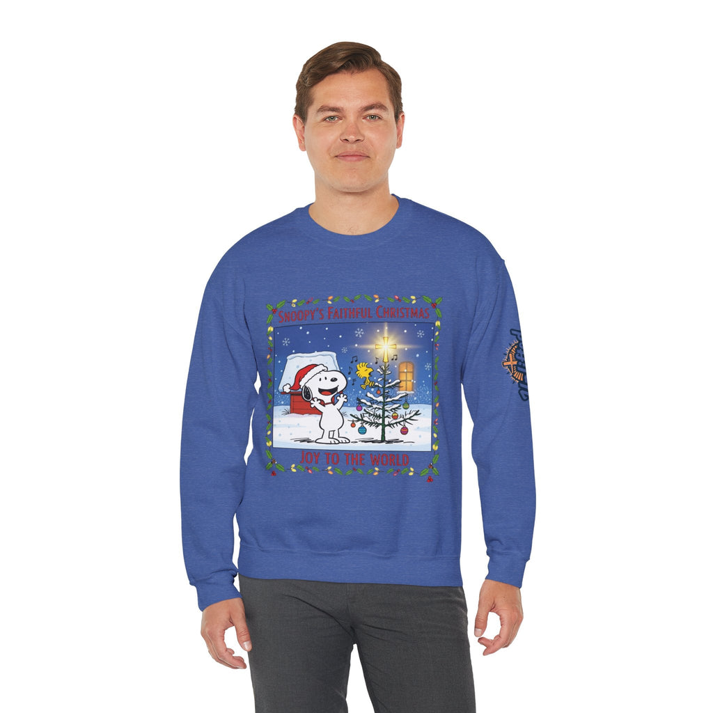 🎄 Faithful Christmas Friends – Christian Holiday Sweatshirt | Festive Tree & Cartoon Duo | Heartwarming Christmas Tee by Uplifted Gear Printify