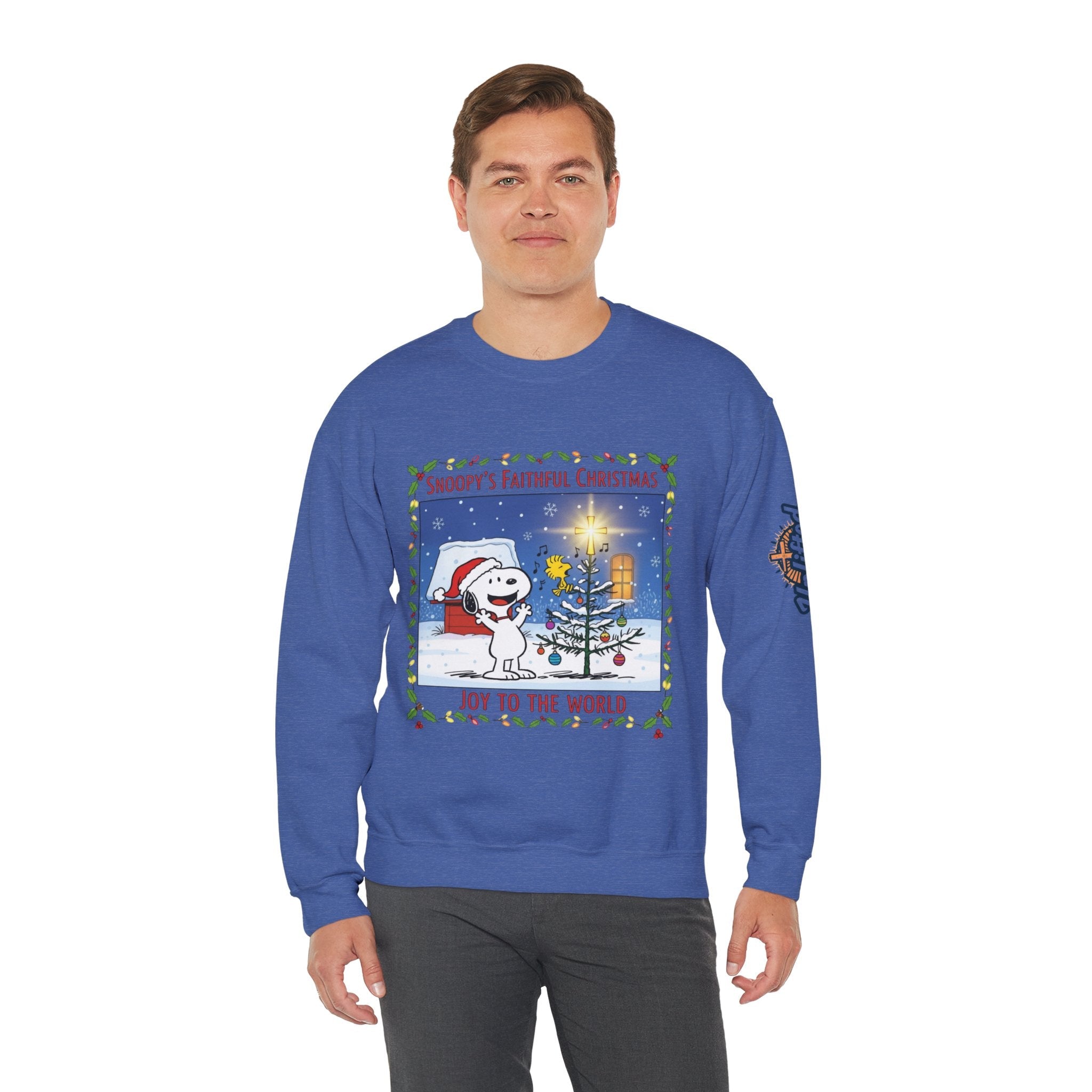 🎄 Faithful Christmas Friends – Christian Holiday Sweatshirt | Festive Tree & Cartoon Duo | Heartwarming Christmas Tee by Uplifted Gear Printify