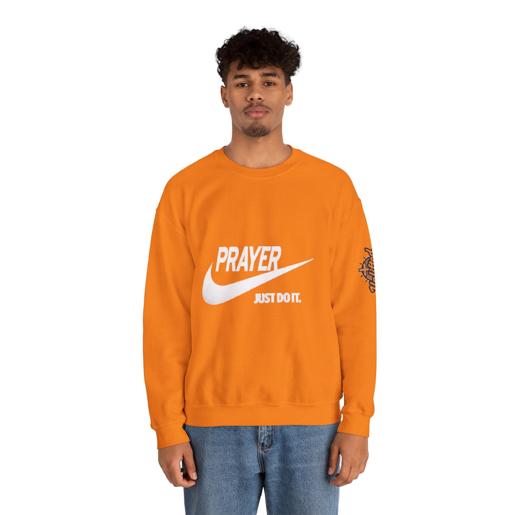 Prayer Just Do It Sweatshirt - Funny Christian Nike Parody Sweatshirt - Faith Gear Printify