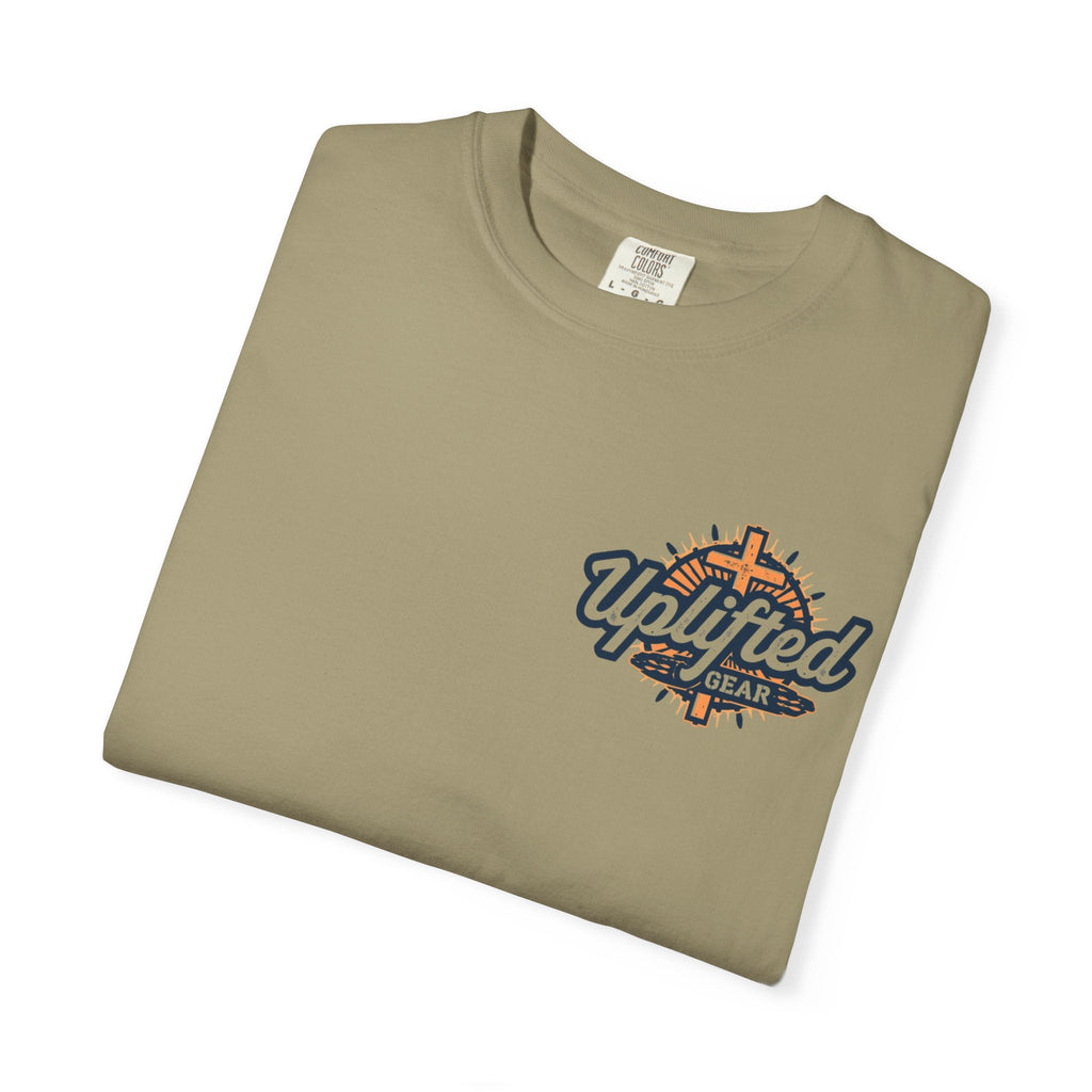 ✨ Chosen. Loved. Redeemed. – Elegant Christian T-Shirt | Gold Foil Faith Tee | Subtle Cross & Heart Design | Inspirational Bible Verse Apparel by Uplifted Gear Printify