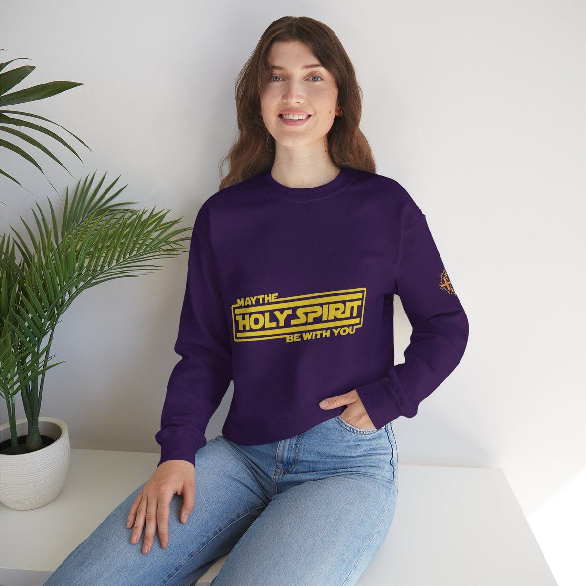 May the Holy Spirit Be With You Sweatshirt - Christian Star Wars Parody Sweatshirt Printify