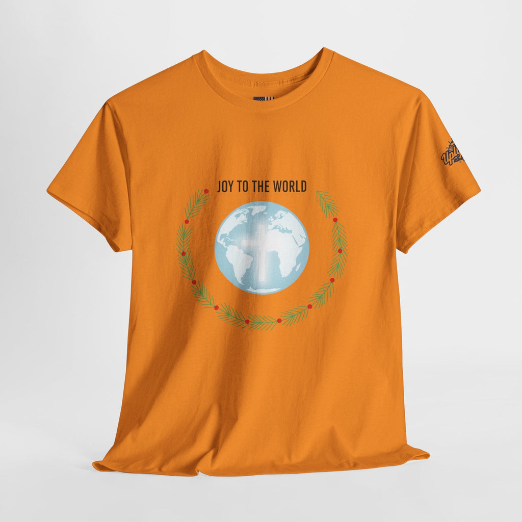 Joy to the World T-shirt – Wreath Earth Nativity Christian Christmas T-shirt for Isaiah 9:6 Holiday Faith & Festive Joy Printify