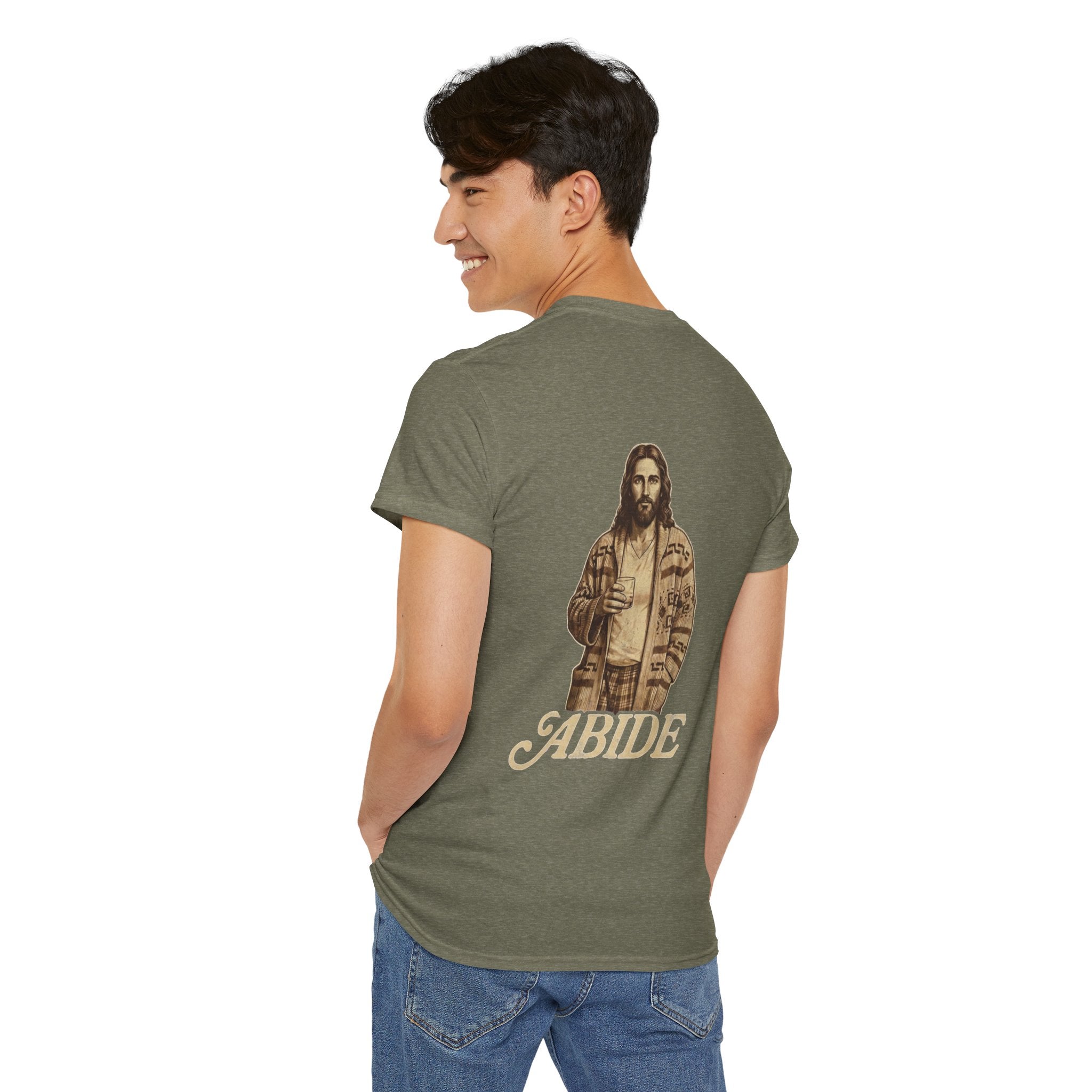 Abide Vintage Jesus Tee — "The Dude" Graphic Christian T-Shirt Printify