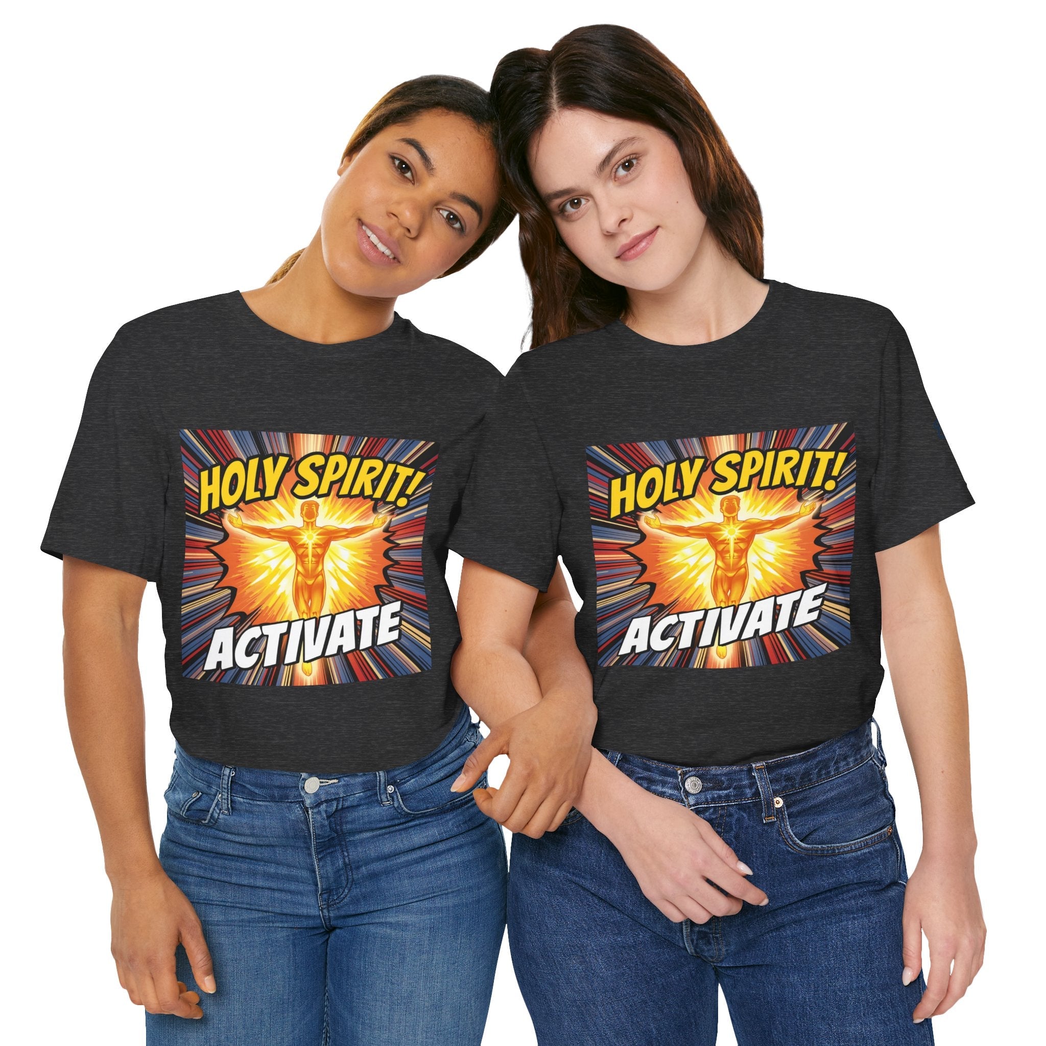 Holy Spirit Activate T-shirt – Superhero Christian T-shirt with Vibrant Power-Up Design for Faith-Fueled Boldness Printify