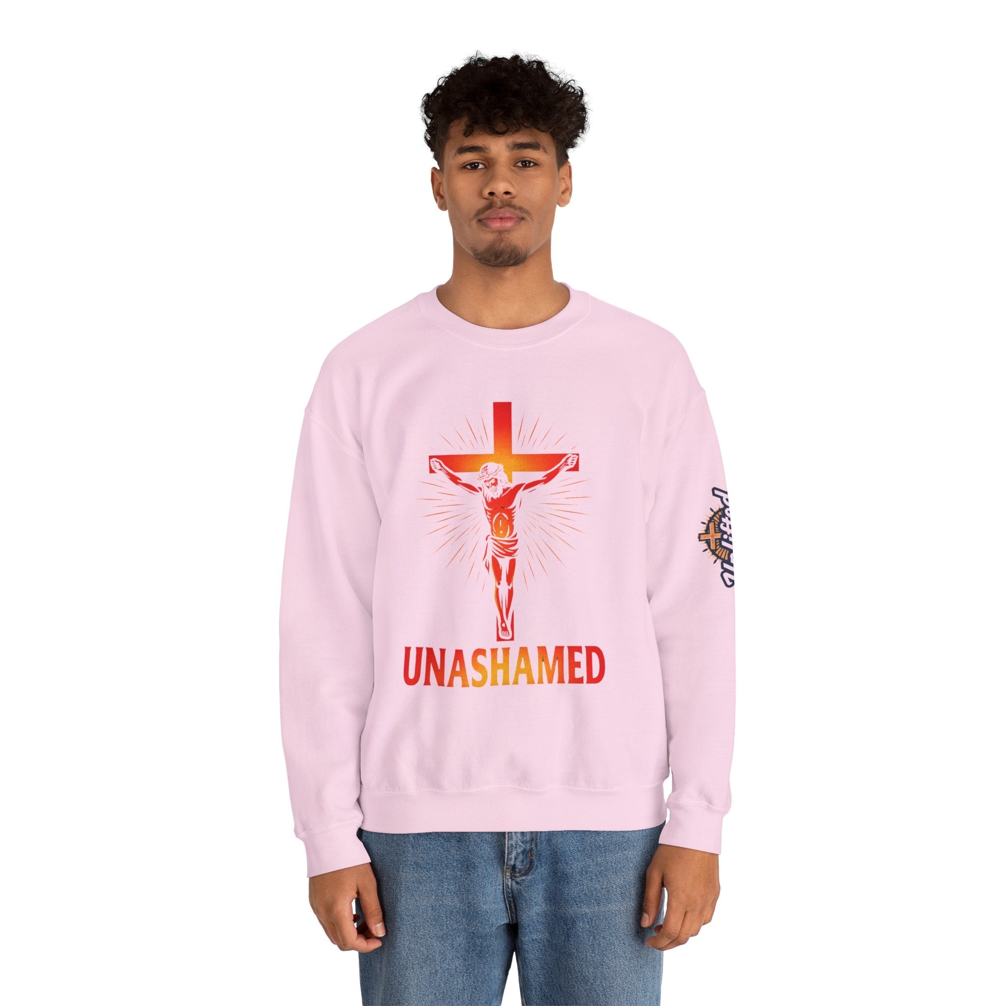 Unashamed Sweatshirt – Romans 1:16 Crucifixion Christian Sweatshirt for Bold Unwavering Faith Printify