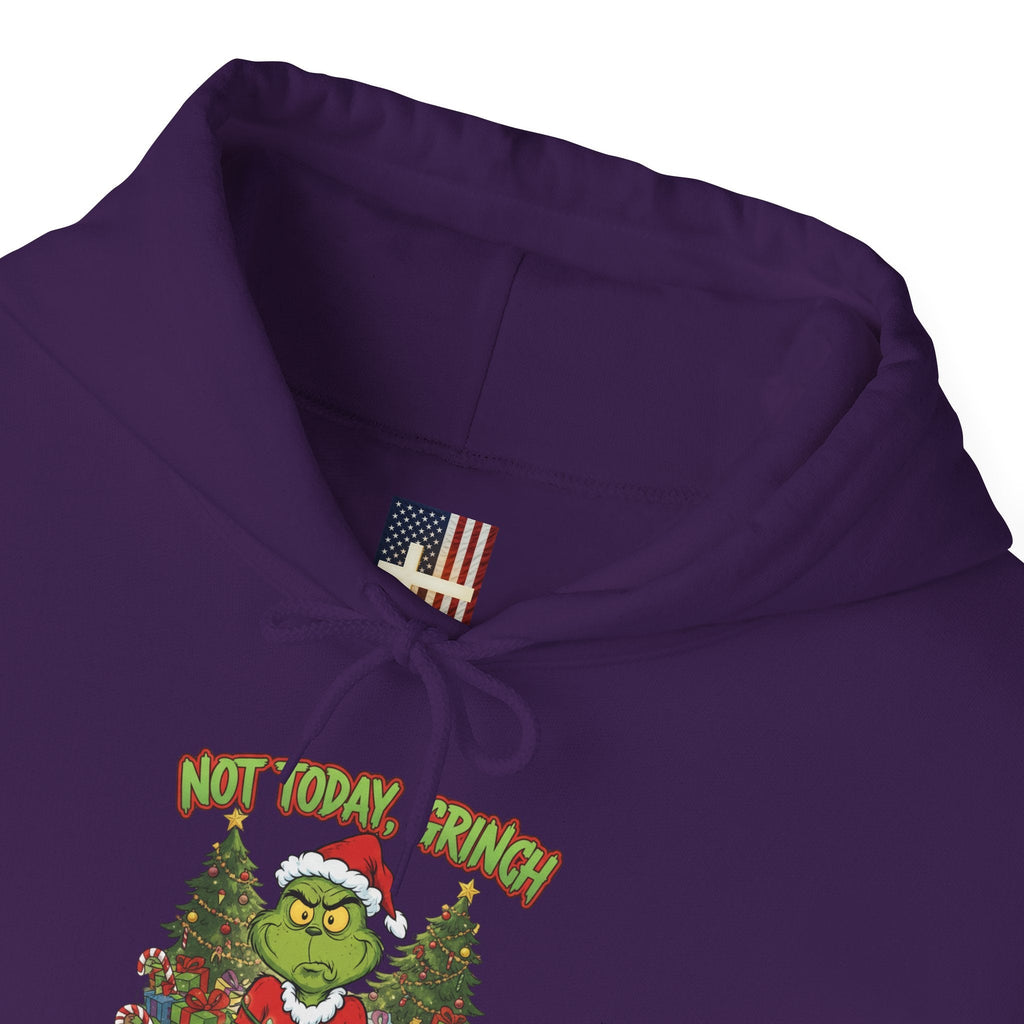 🎄 Not Today, Grinch – Jesus Saves | Funny Christian Christmas Hoodie | Sulking Grinch & Glowing Cross | Bold Neon Faith Tee by Uplifted Gear Printify