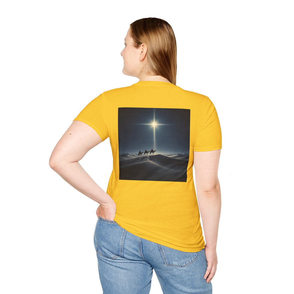 3 Wise Men T-shirt – Magi Camels Nativity Journey Christian Christmas T-shirt for Epiphany Faith & Holy Night Printify