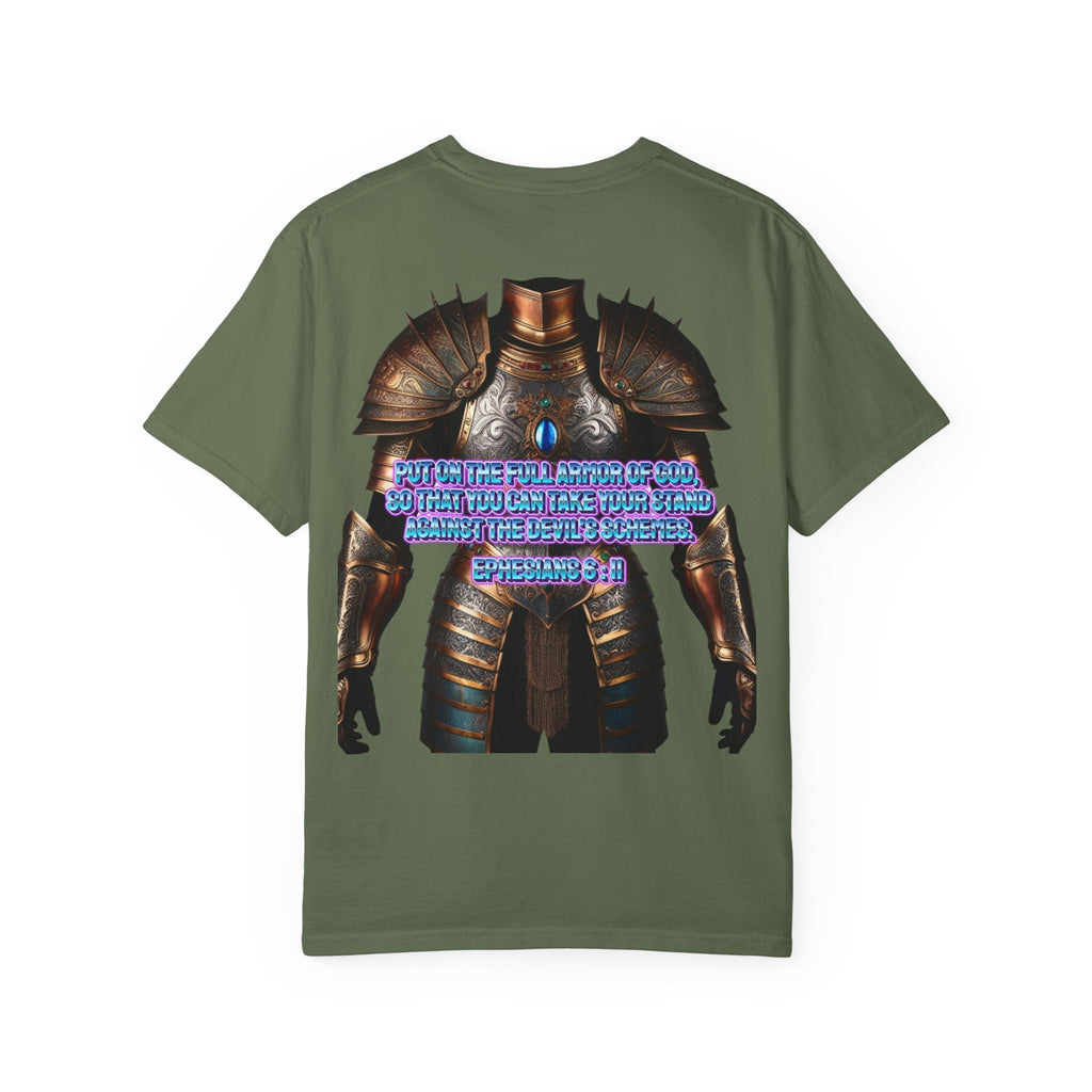 Religious Graphic Tee with Armor Of God Design - Unisex Garment-Dyed T-shirt Printify