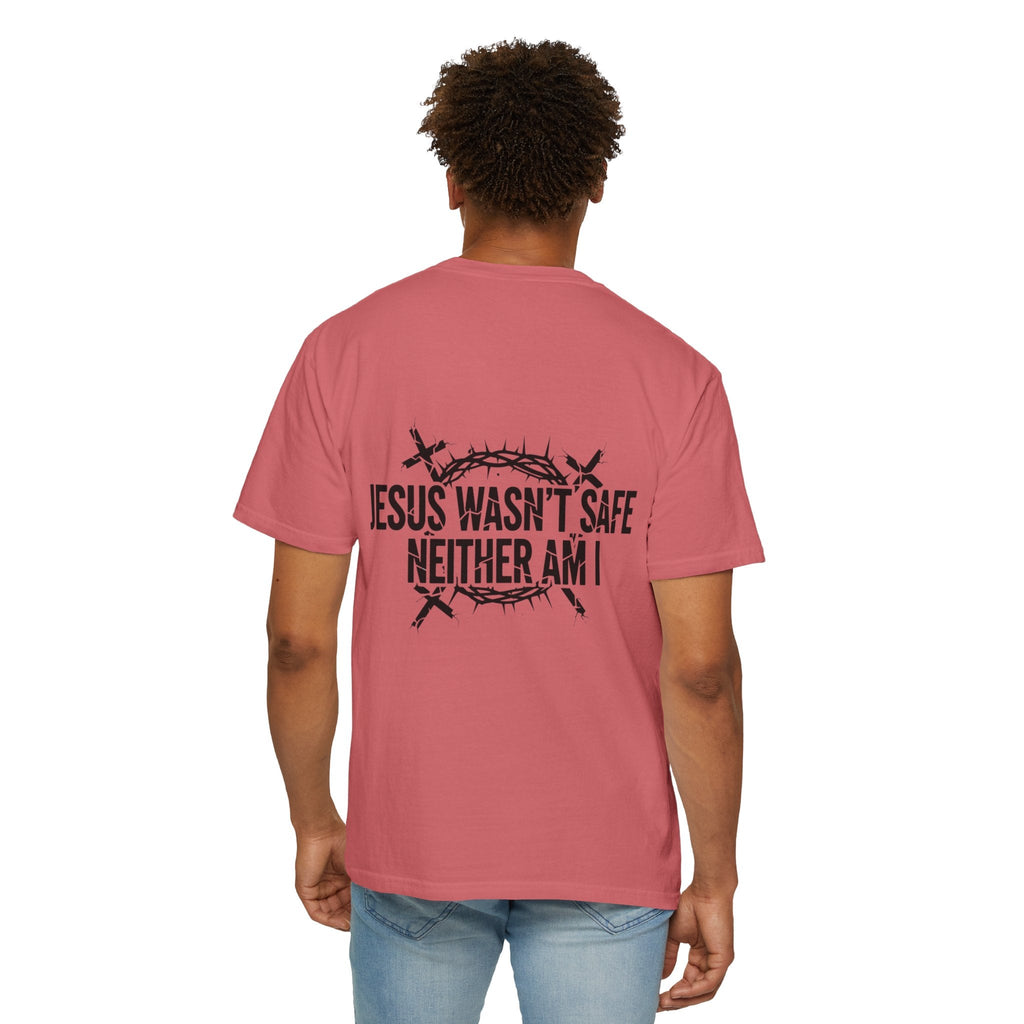 ⚡ Jesus Wasn’t Safe – Neither Am I | Bold Christian T-Shirt | Storm-Walking Faith Tee | Minimalist Black & White Design | Uplifted Gear Printify