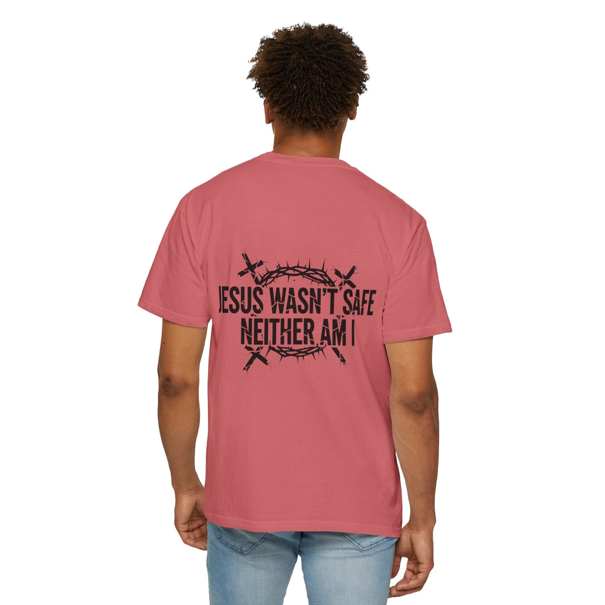 ⚡ Jesus Wasn’t Safe – Neither Am I | Bold Christian T-Shirt | Storm-Walking Faith Tee | Minimalist Black & White Design | Uplifted Gear Printify
