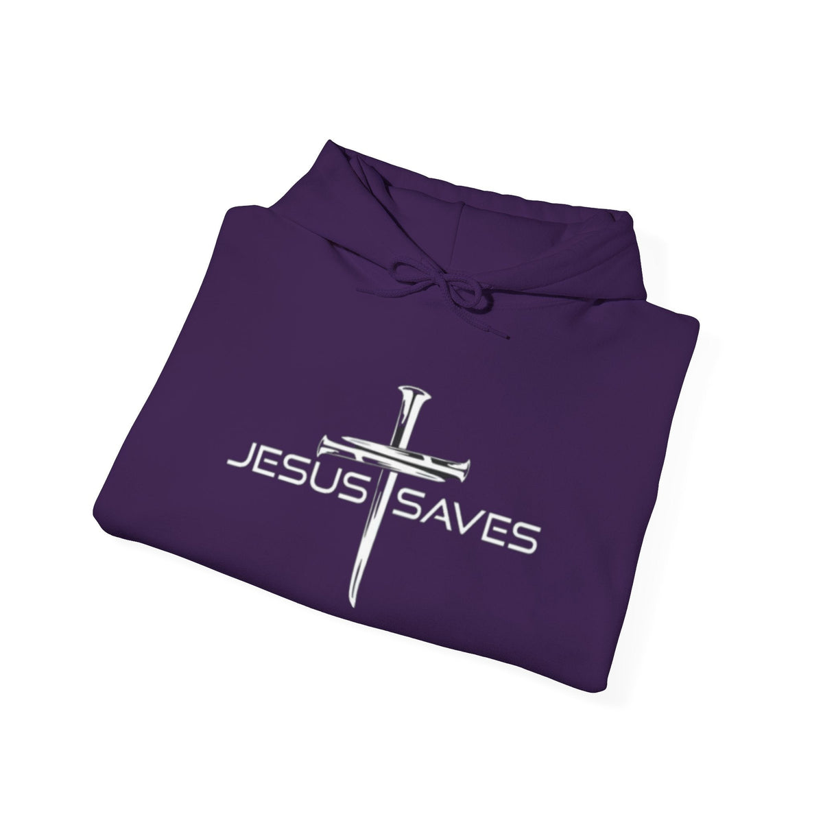 Jesus Saves Hoodie – 3 Nails Crucifix Cross Christian Sweatshirt for Redemption Faith & Bold Salvation Printify