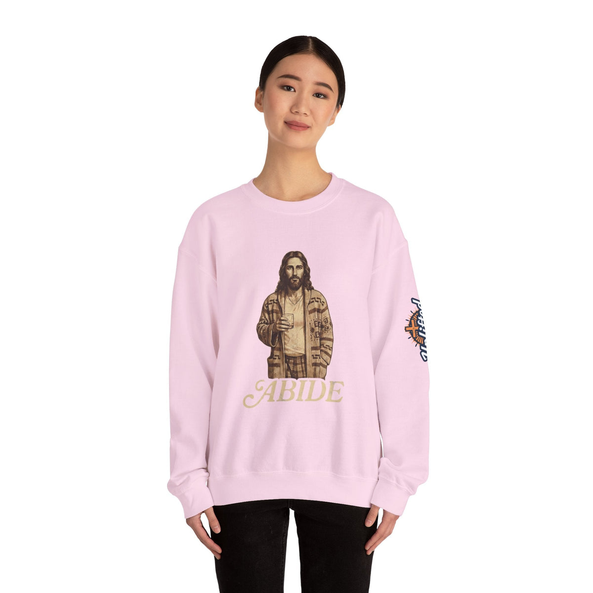 Abide Jesus Sweatshirt — Vintage 'The Dude' Religious Graphic Sweatshirt Printify