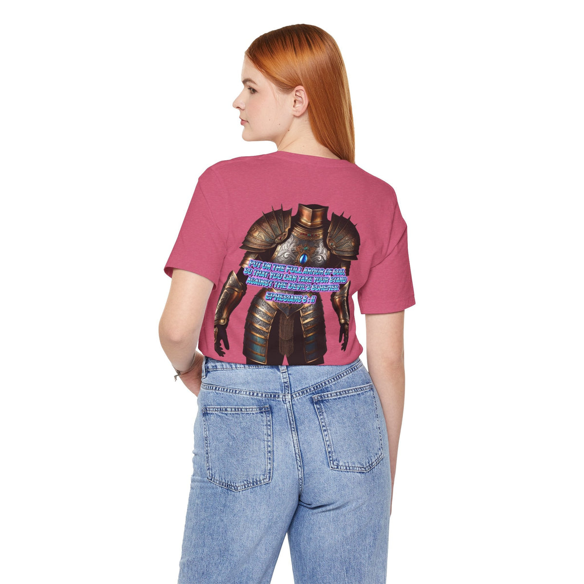 Religious Graphic Tee with Armor Of God Design Unisex Jersey Short Sleeve Tee Printify
