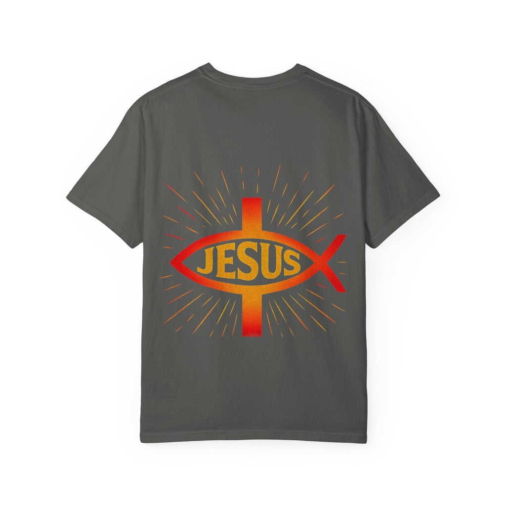 Jesus Ichthys T-shirt – Christian Fish Symbol with Cross & Jesus Inscription T-shirt for Eternal Faith & Streetwear Printify
