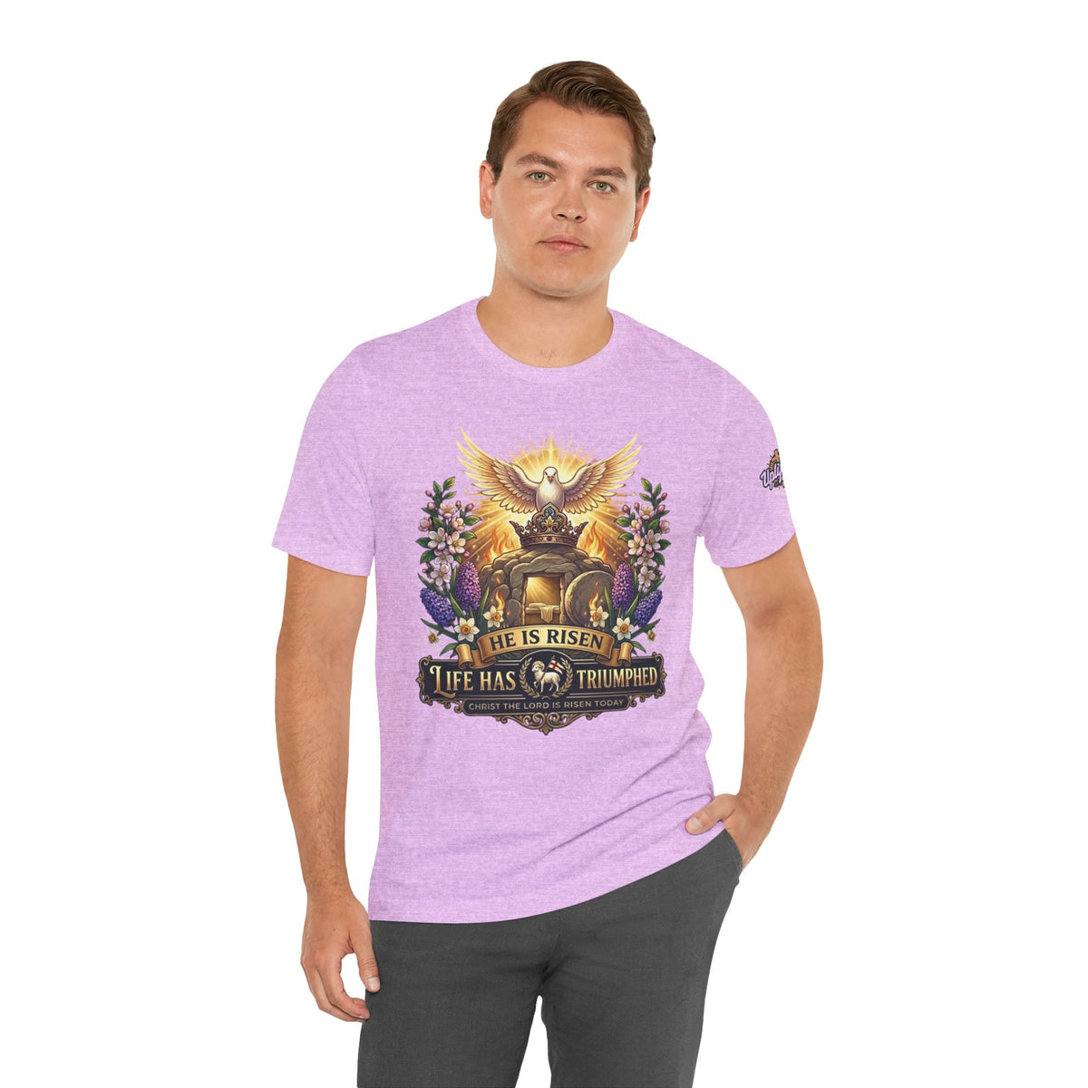 He Is Risen "Life Has Triumphed" T-Shirt — Easter Resurrection Christian Tee Printify