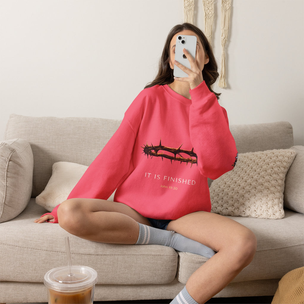 It Is Finished Crown of Thorns Sweatshirt — Christian John 19:30 Faith Sweatshirt Printify