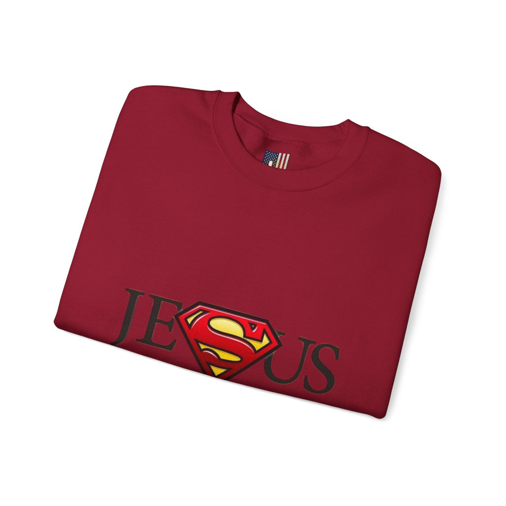 Jesus Is My Superhero Crewneck Sweatshirt Printify