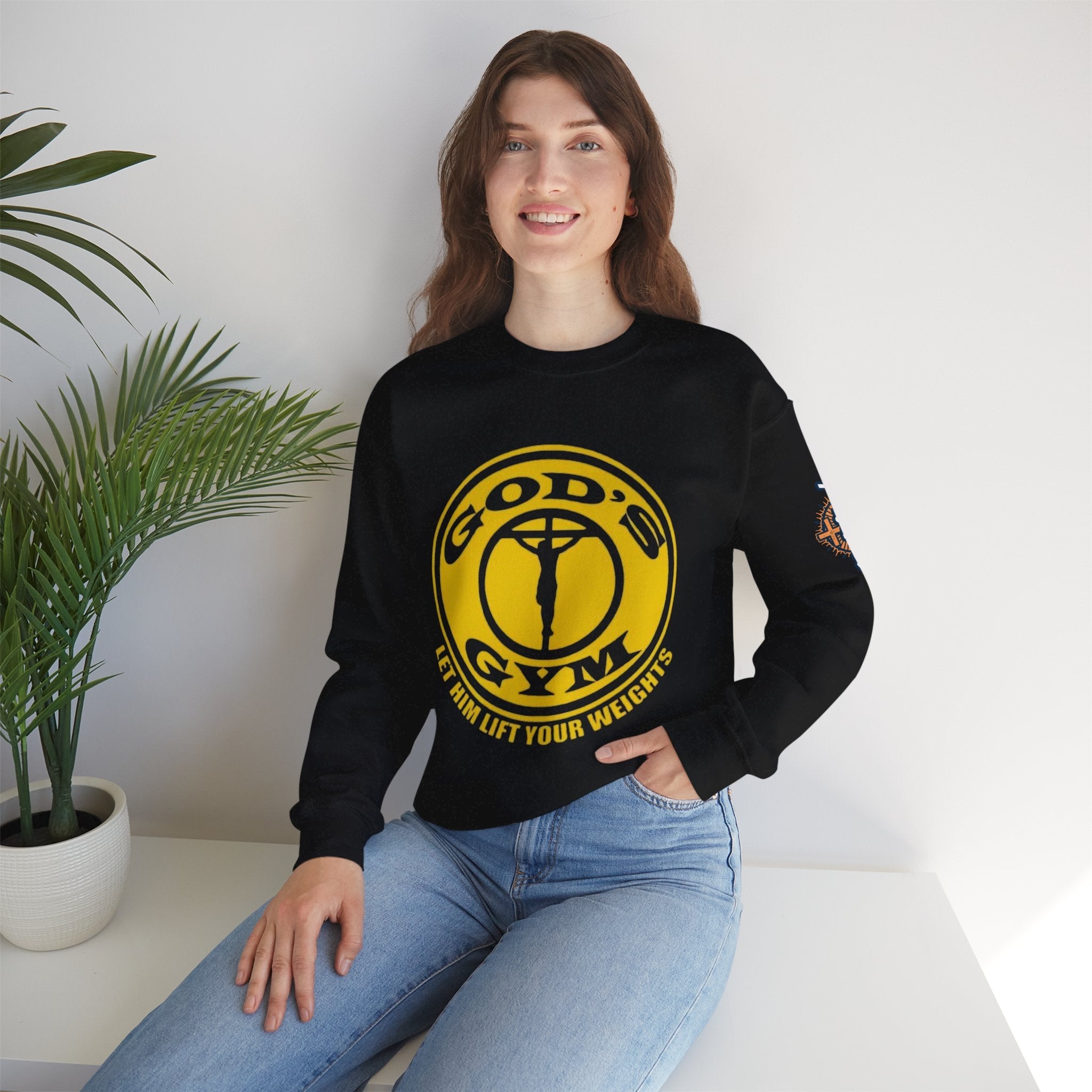 God's Gym Sweatshirt — "Let Him Lift Your Weights" Christian Fitness Sweatshirt Printify