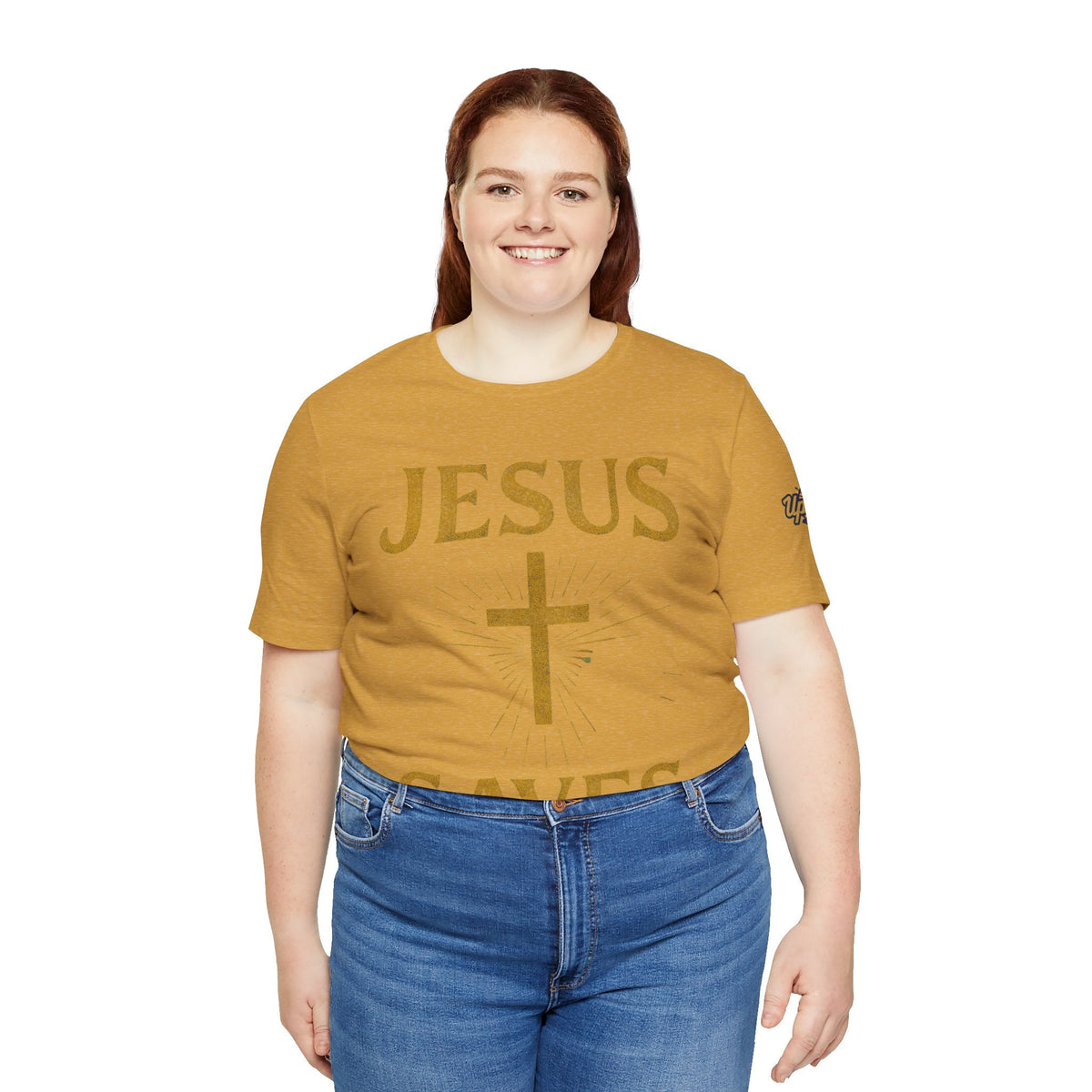 Jesus Saves T-shirt – Radiant Cross & Rays of Light Christian T-shirt for Eternal Hope & Faith Printify
