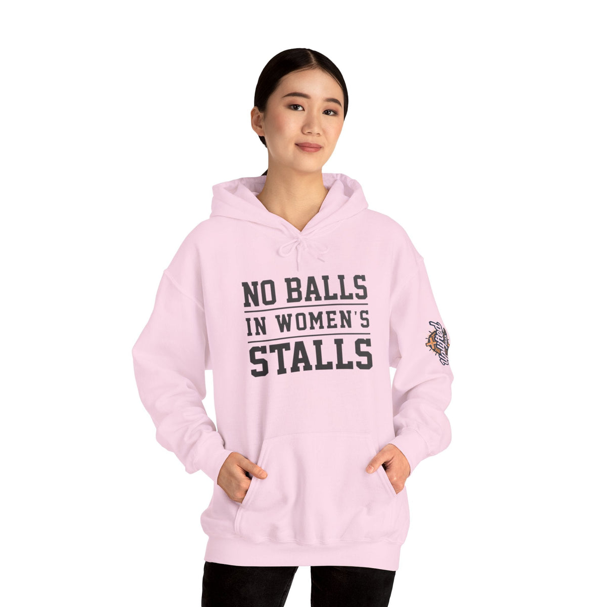 "No Balls in Women's Stalls" Statement Hoodie — Protest Sweatshirt Printify
