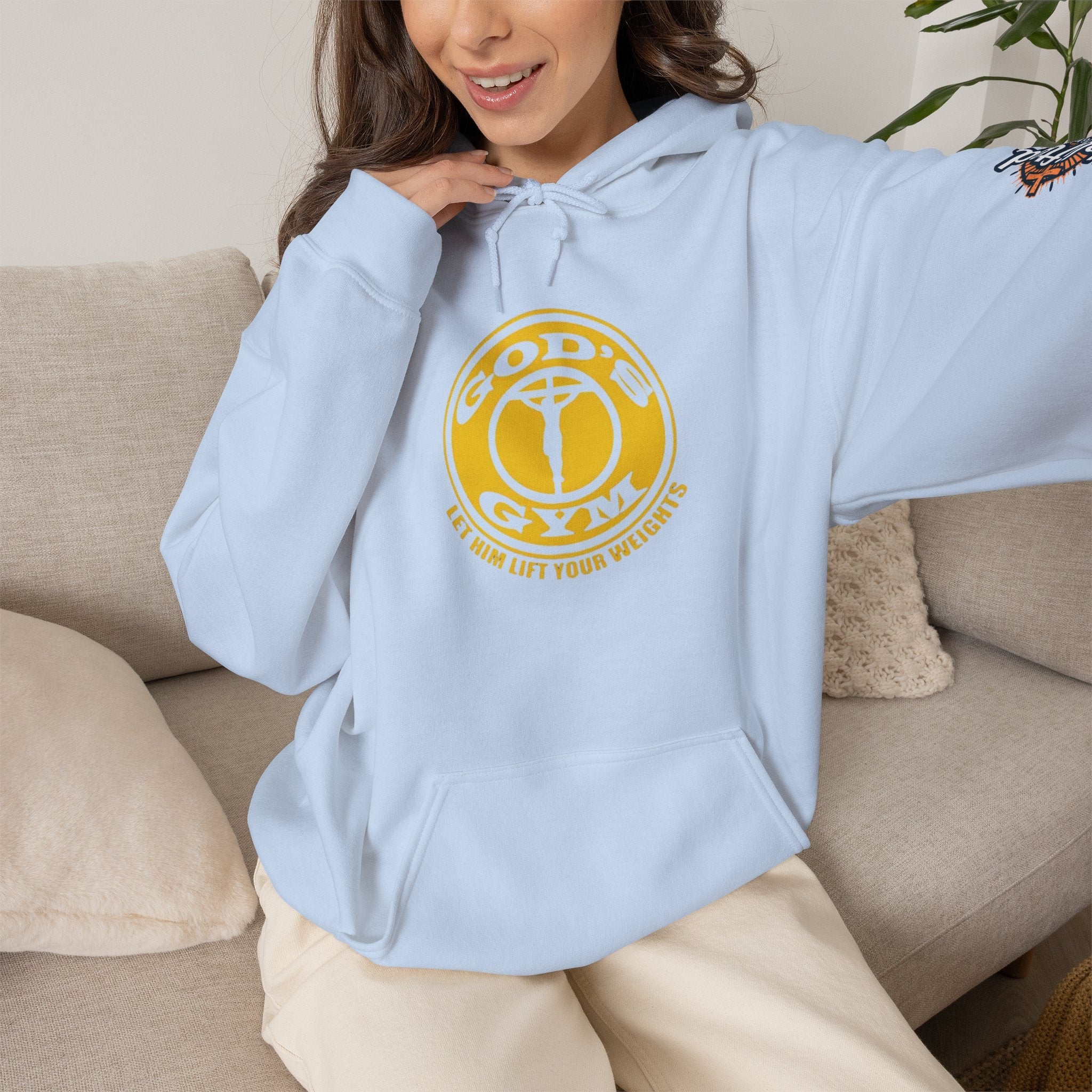 God's Gym Hoodie — "Let Him Lift Your Weights" Christian Fitness Hoodie Printify