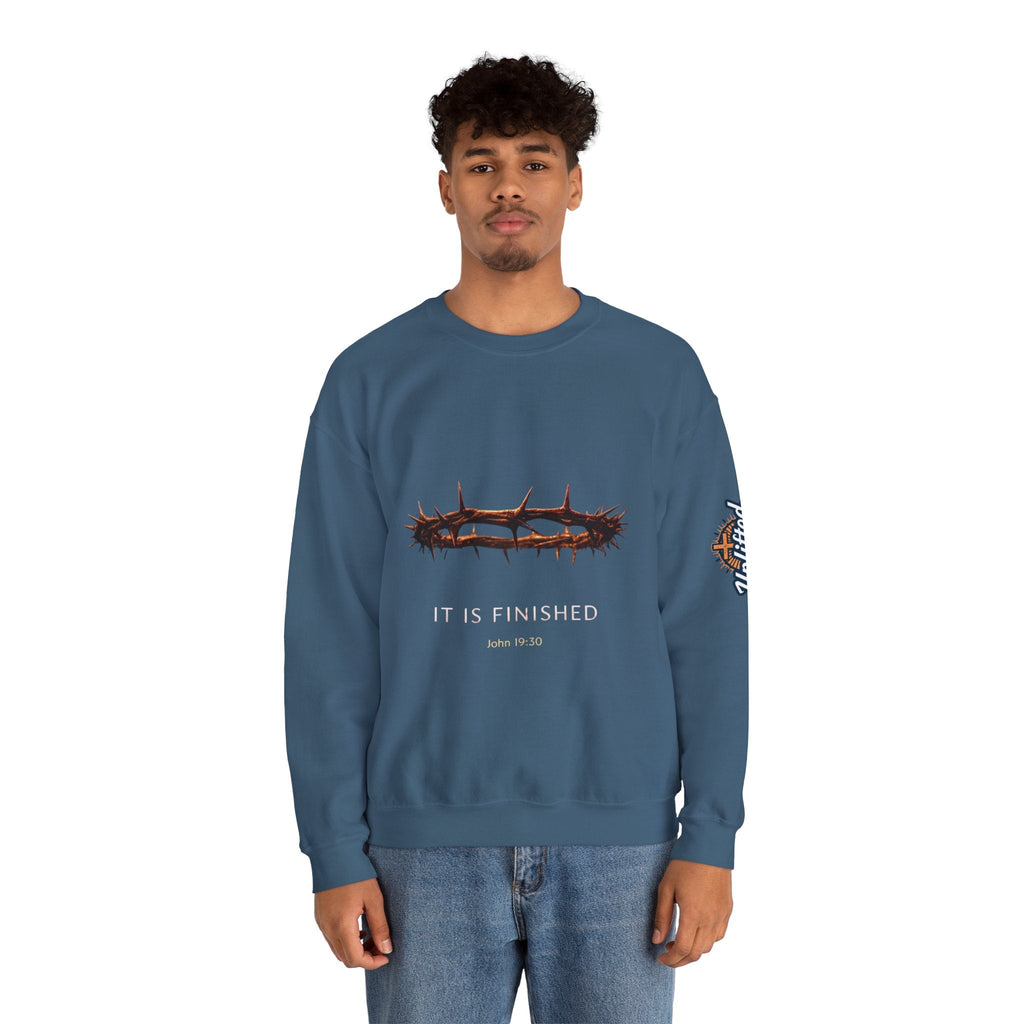 It Is Finished Crown of Thorns Sweatshirt — Christian John 19:30 Faith Sweatshirt Printify