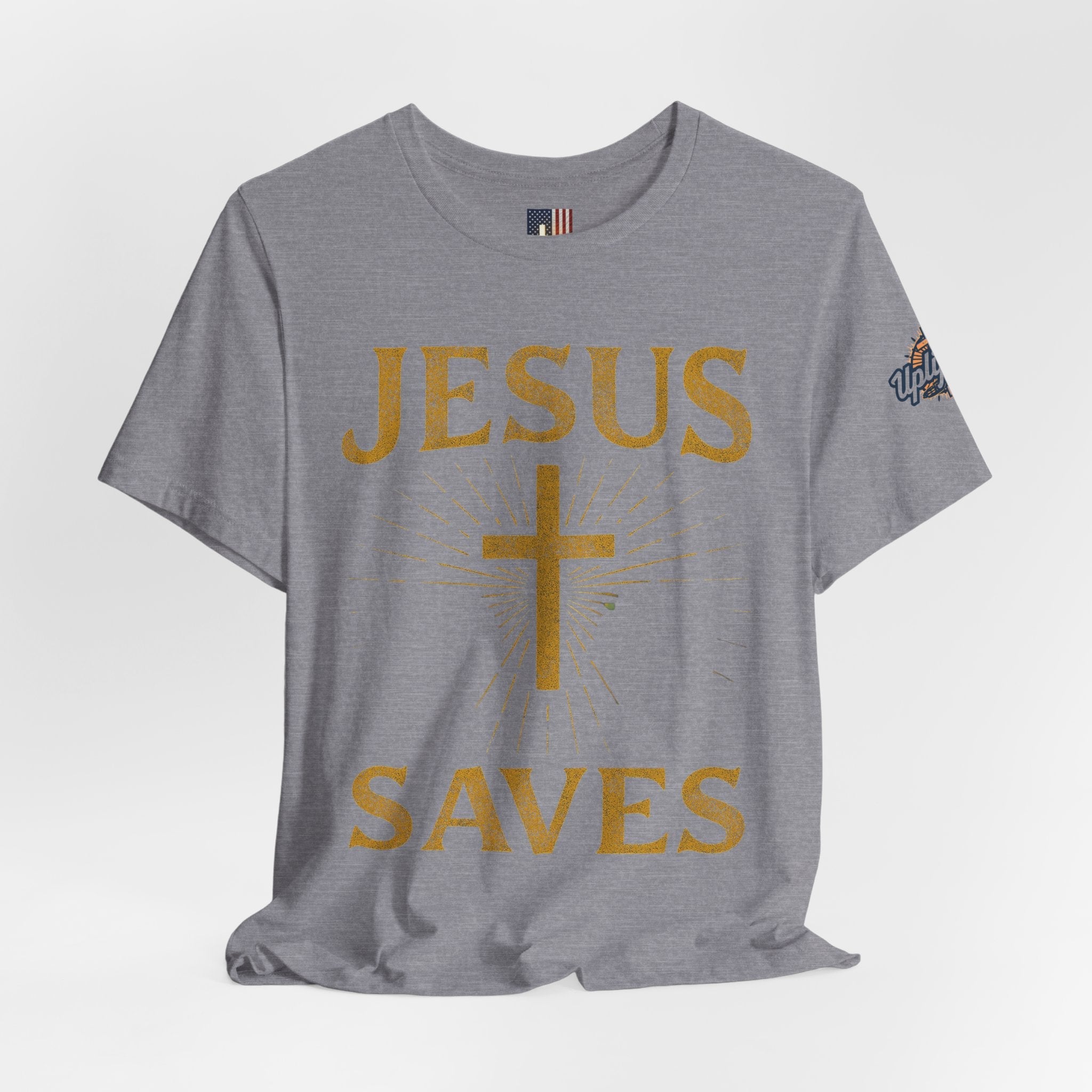 Jesus Saves T-shirt – Radiant Cross & Rays of Light Christian T-shirt for Eternal Hope & Faith Printify