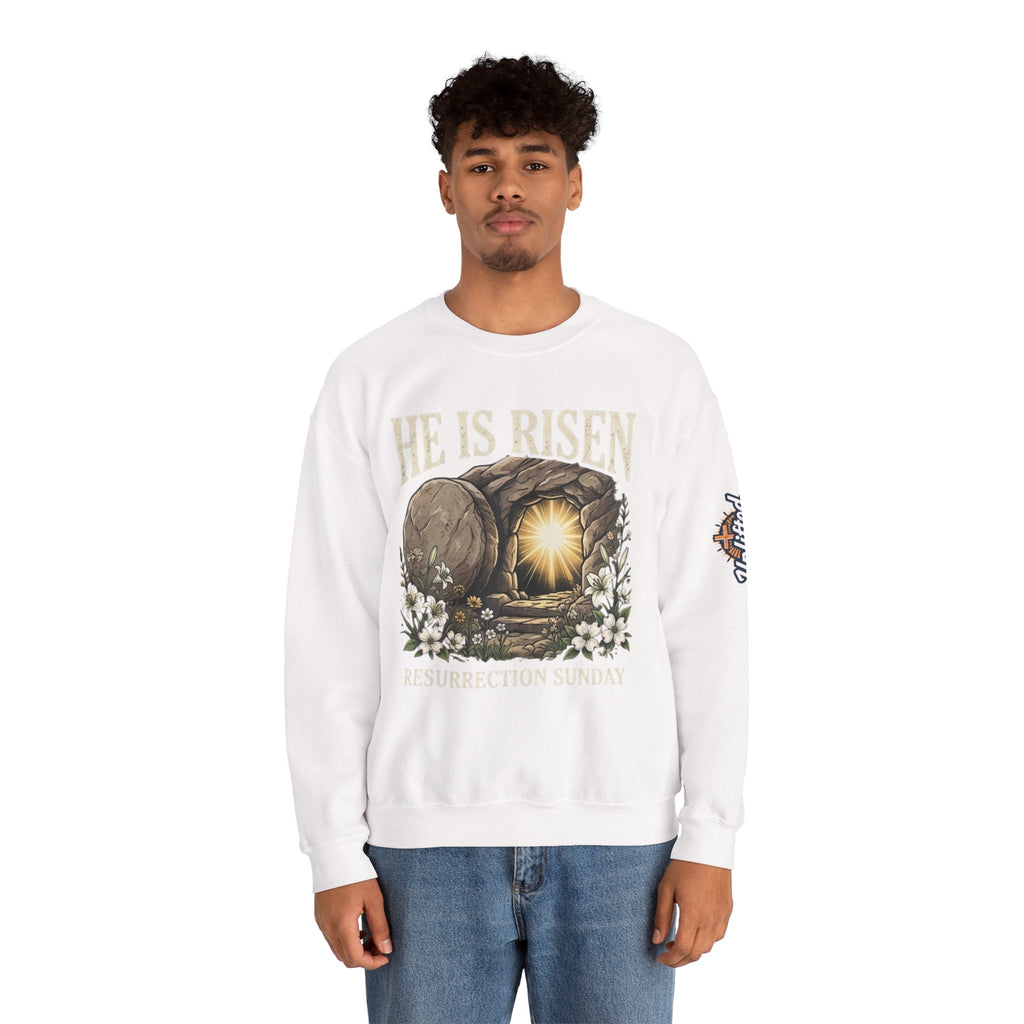 He Is Risen Sweatshirt — Jesus Christ Resurrection Easter Sweatshirt Printify