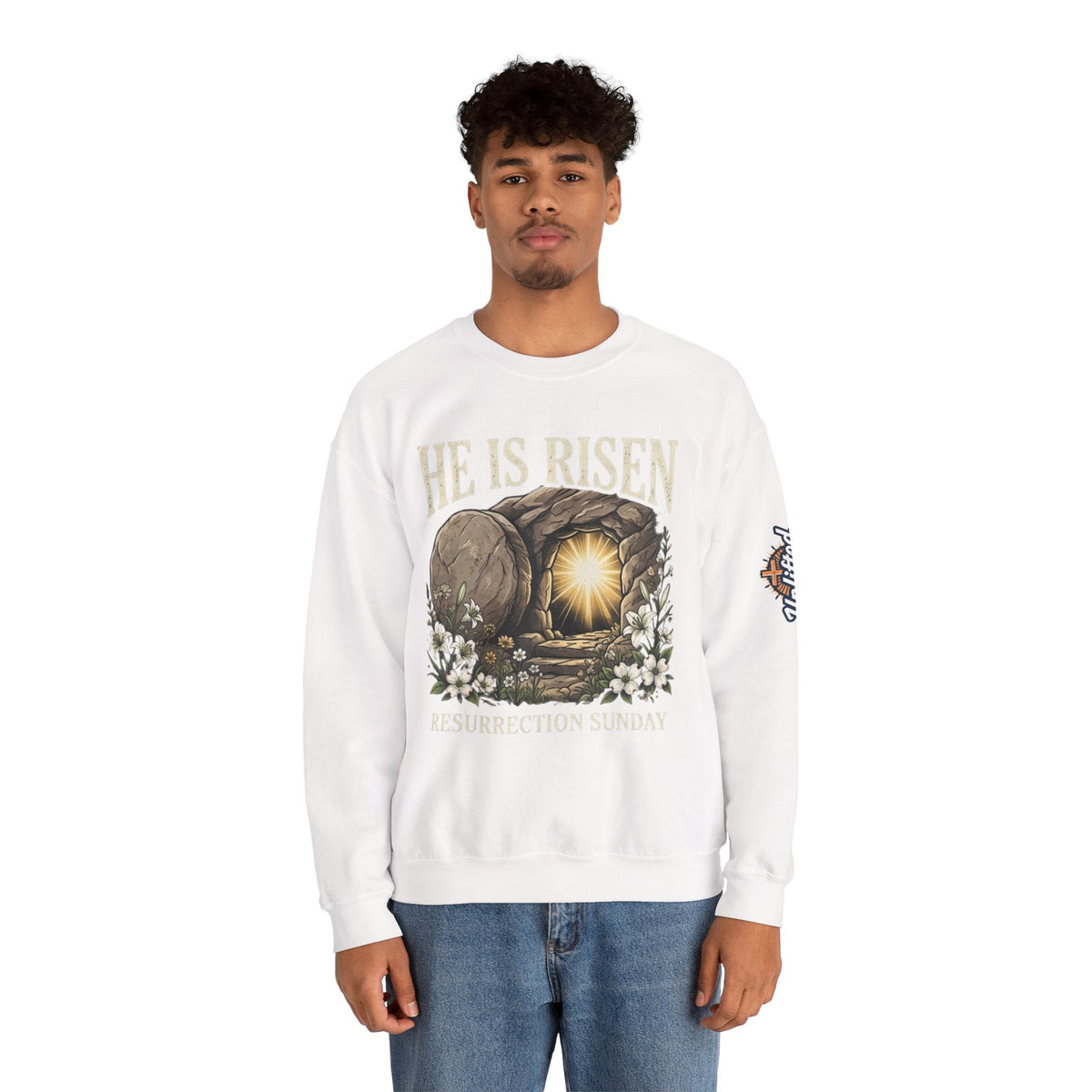 He Is Risen Sweatshirt — Jesus Christ Resurrection Easter Sweatshirt Printify