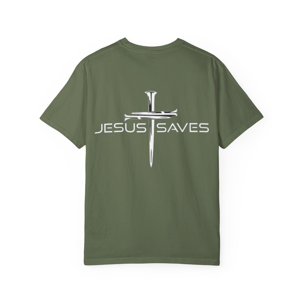 Jesus Saves T-shirt – 3 Nails Crucifix Cross Christian T-shirt for Redemption Faith & Bold Salvation