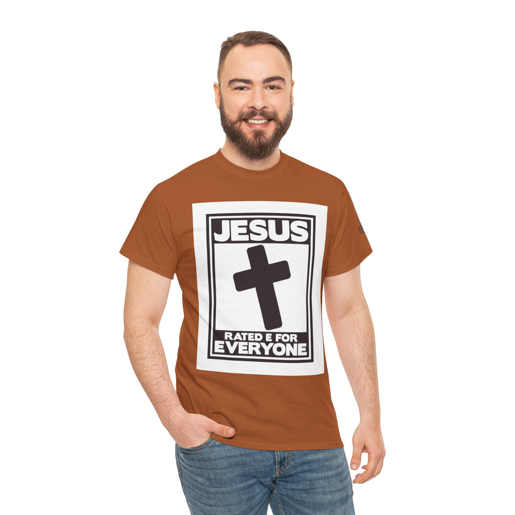 Jesus, Rated E for Everyone T-shirt - Gamer Faith T-shirt - Christian Video Game Parody Printify