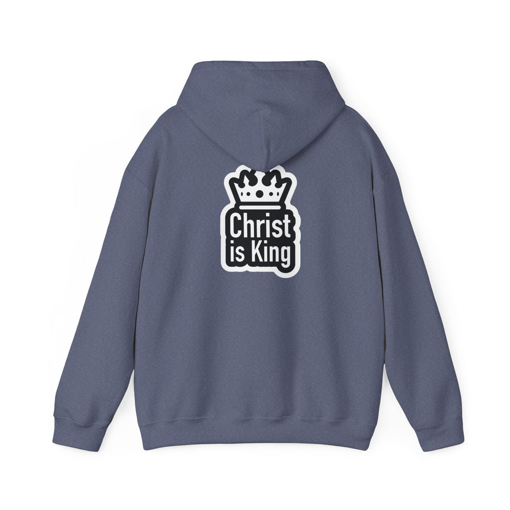 Christ is King Hoodie – Bold Crown & Cross Christian Sweatshirt for Unshakable Faith Printify