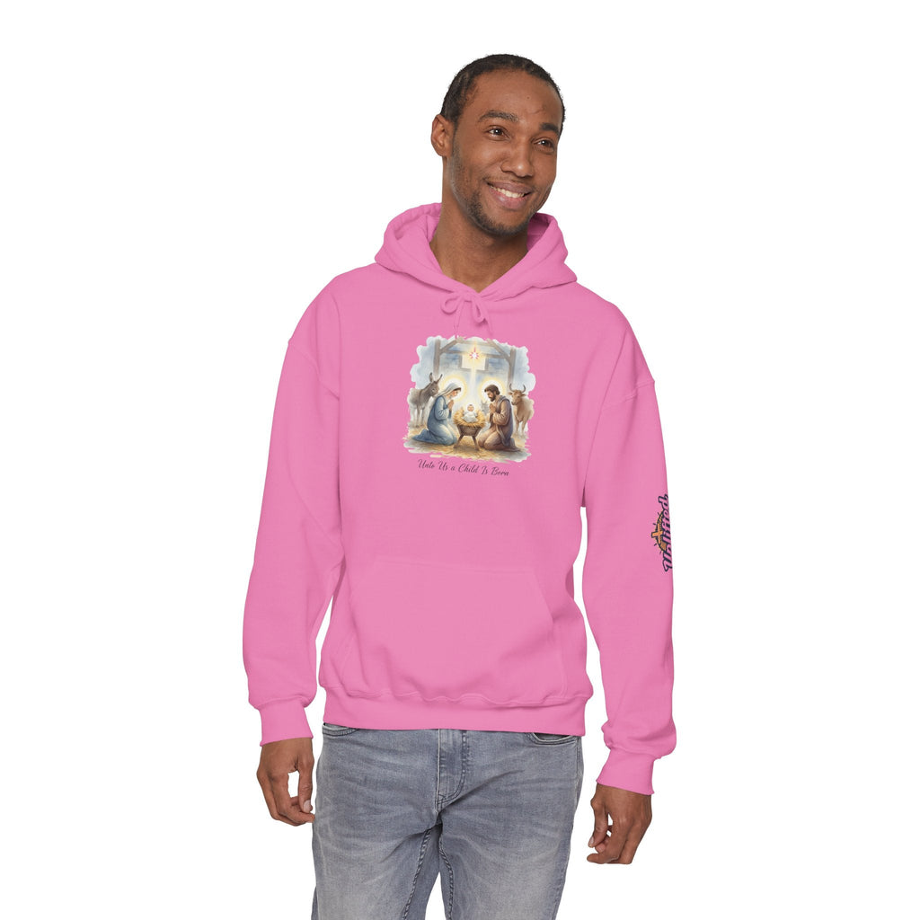 Unto Us a Child is Born Hoodie – Isaiah 9:6 Nativity Manger Scene Christian Christmas Sweatshirt for Holy Night Faith Printify