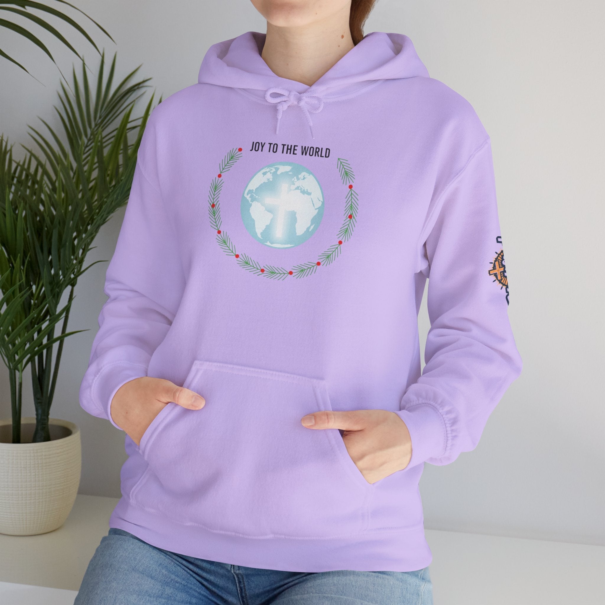 Joy to the World Hoodie – Wreath Earth Nativity Christian Christmas Sweatshirt for Isaiah 9:6 Holiday Faith & Festive Joy Printify