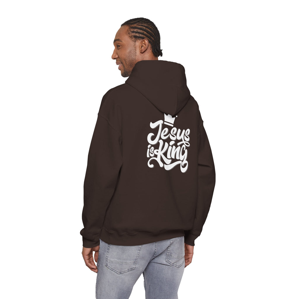 Jesus is King Hoodie – Bold Crown & Cross Christian Sweatshirt for Eternal Reign & Cozy Faith Printify