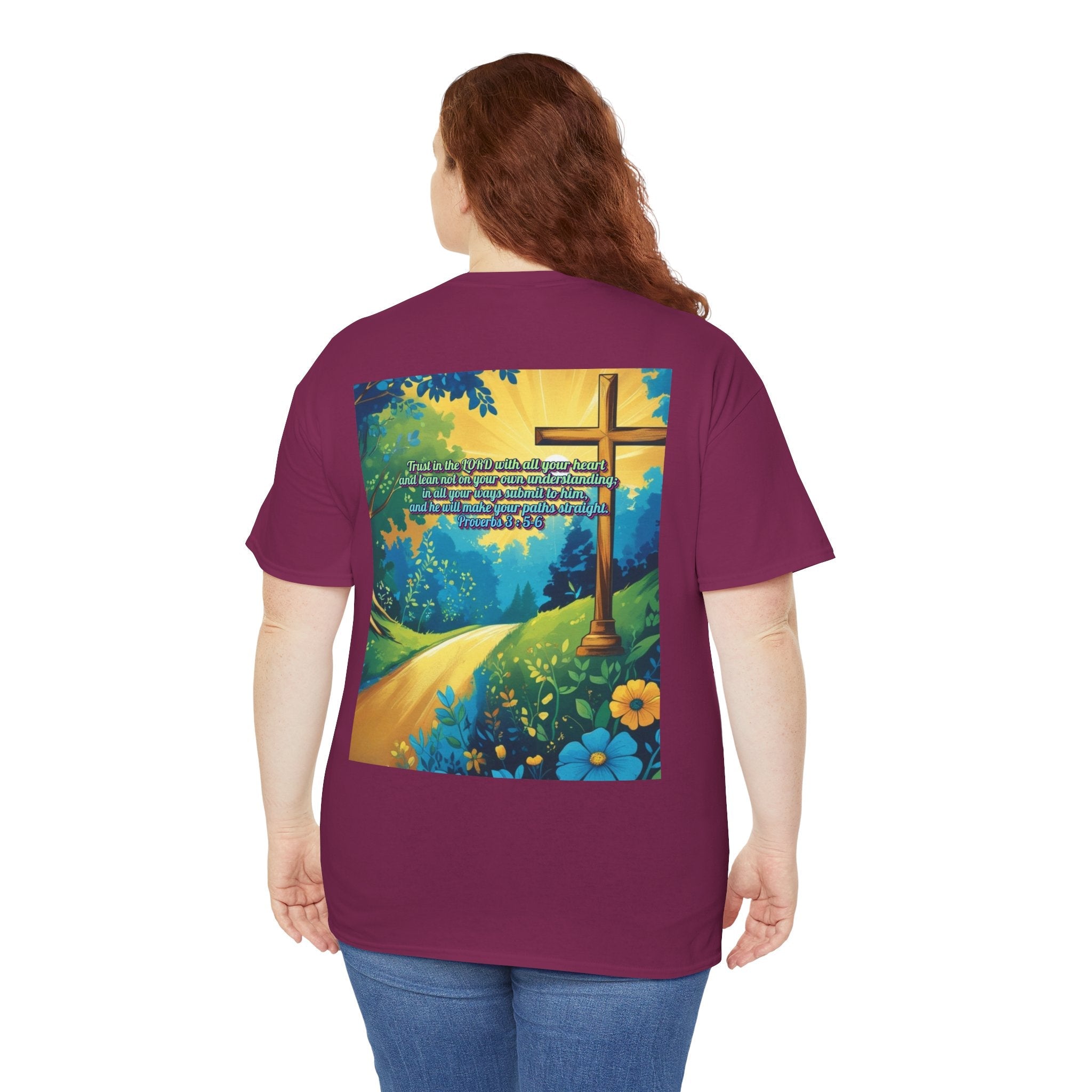 Trust in The Lord Proverbs 3:5-6 Biblical Design Unisex Heavy Cotton Tee Printify