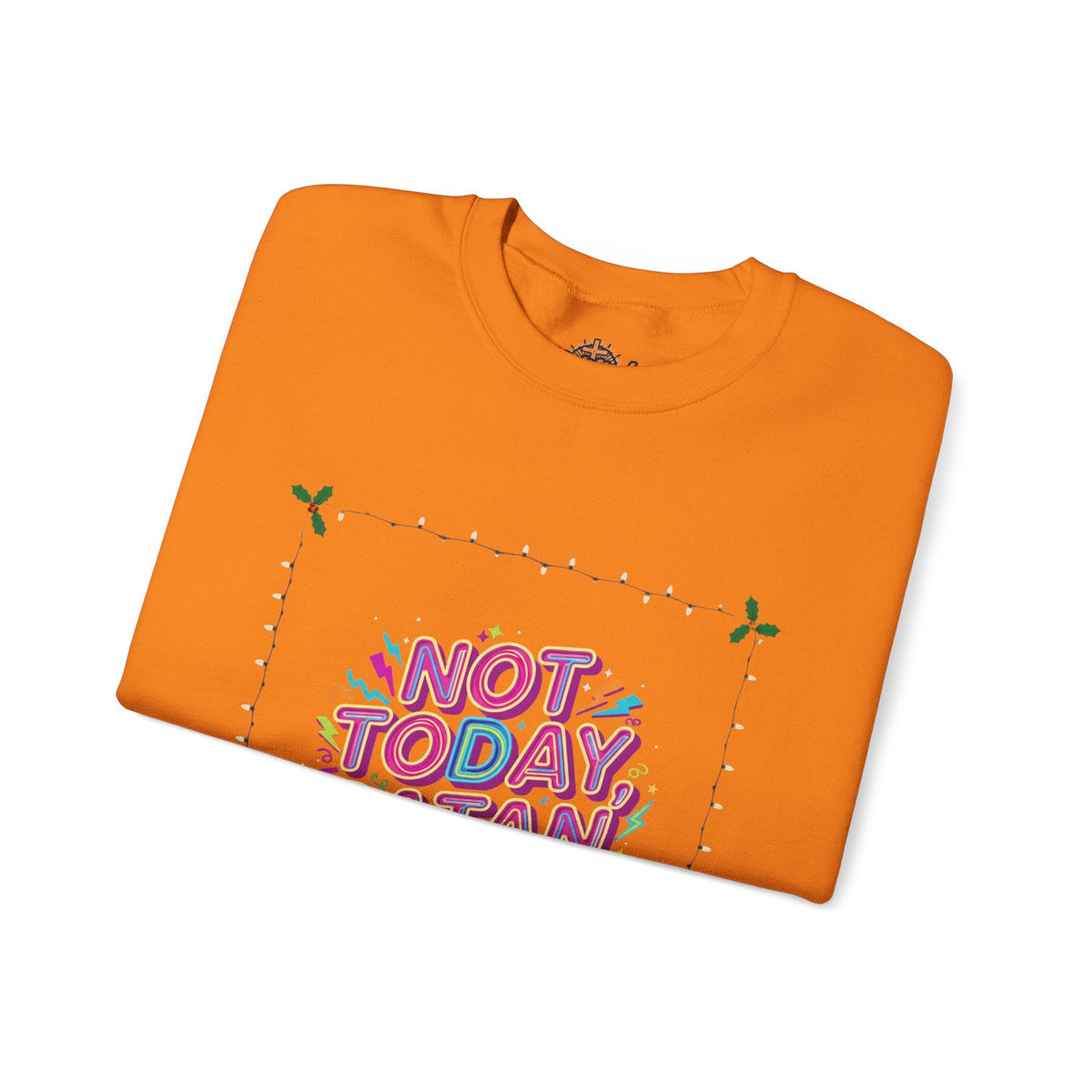 🔥 Not Today, Satan – Retro 90s Christian Sweatshirt | Neon Faith Tee | Funky Cartoon Devil | Bold Bible Verse Shirt | Uplifted Gear Printify