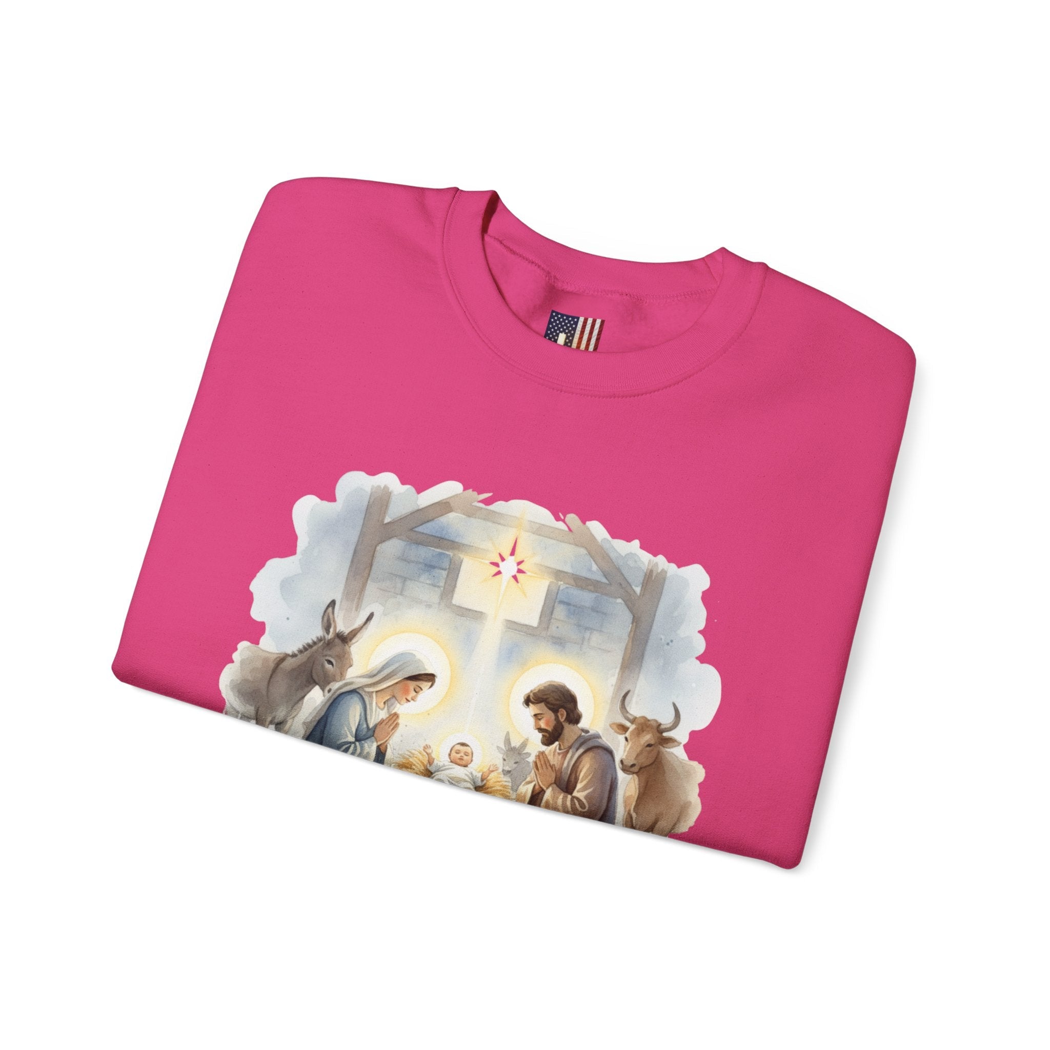 Unto Us a Child is Born Sweatshirt – Isaiah 9:6 Nativity Manger Scene Christian Christmas Sweatshirt for Holy Night Faith Printify
